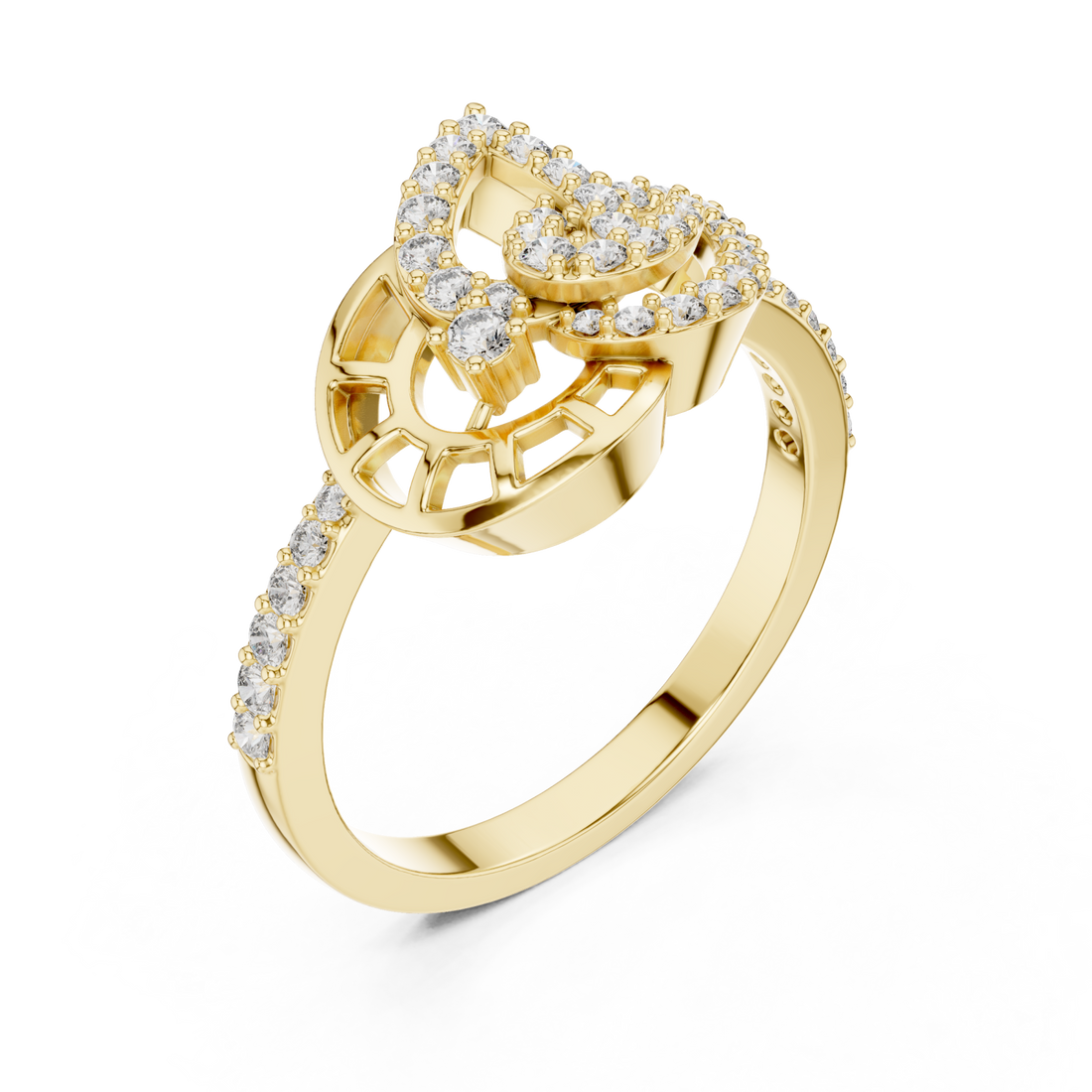 Gold Celestial Radiance Flow Engagement Ring Right View