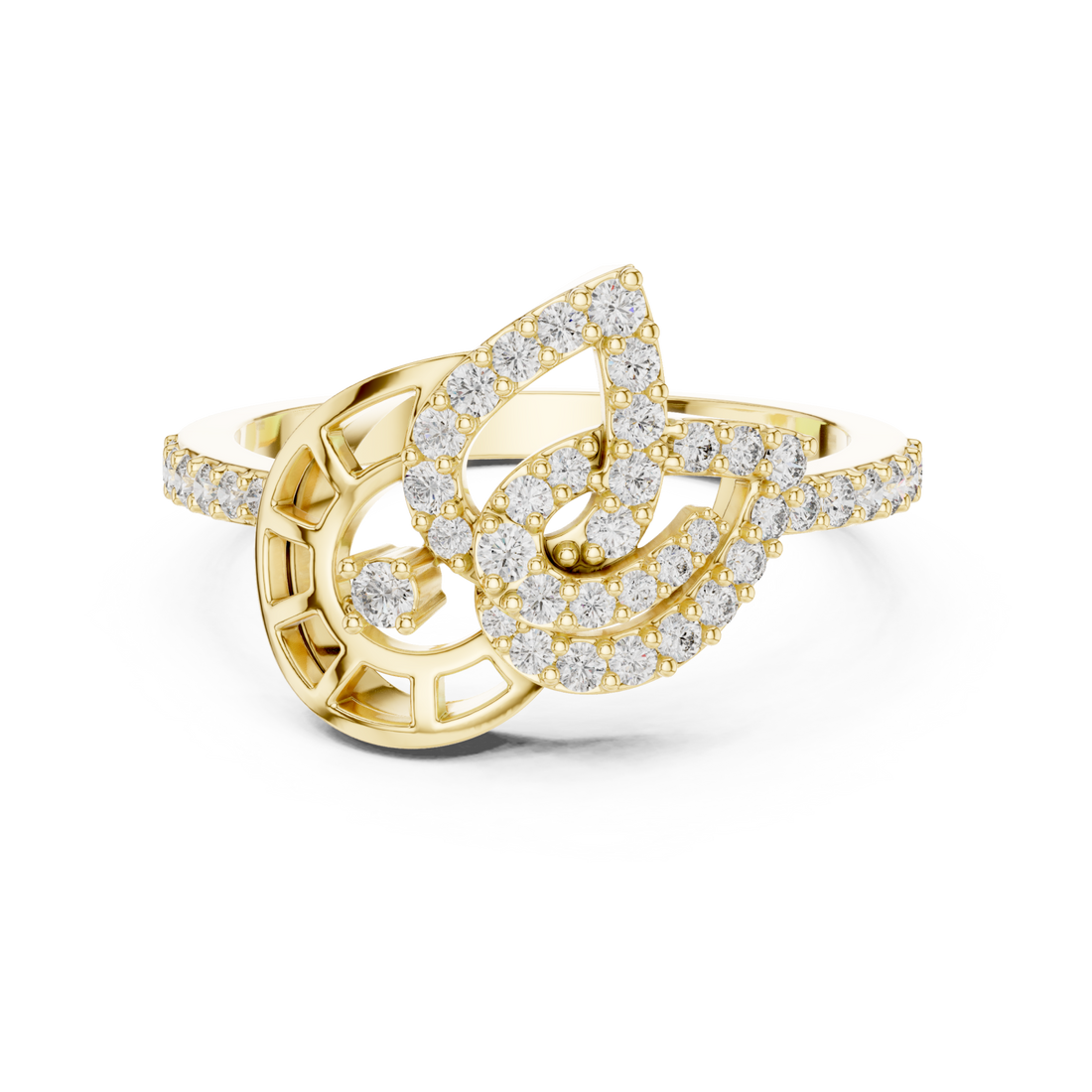Gold Celestial Radiance Flow Engagement Ring Right View