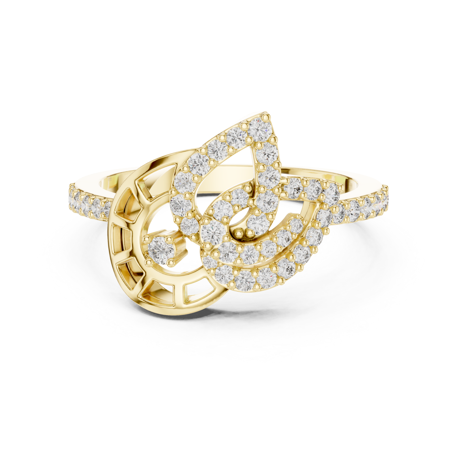  Gold Celestial Radiance Flow Engagement Ring Front View