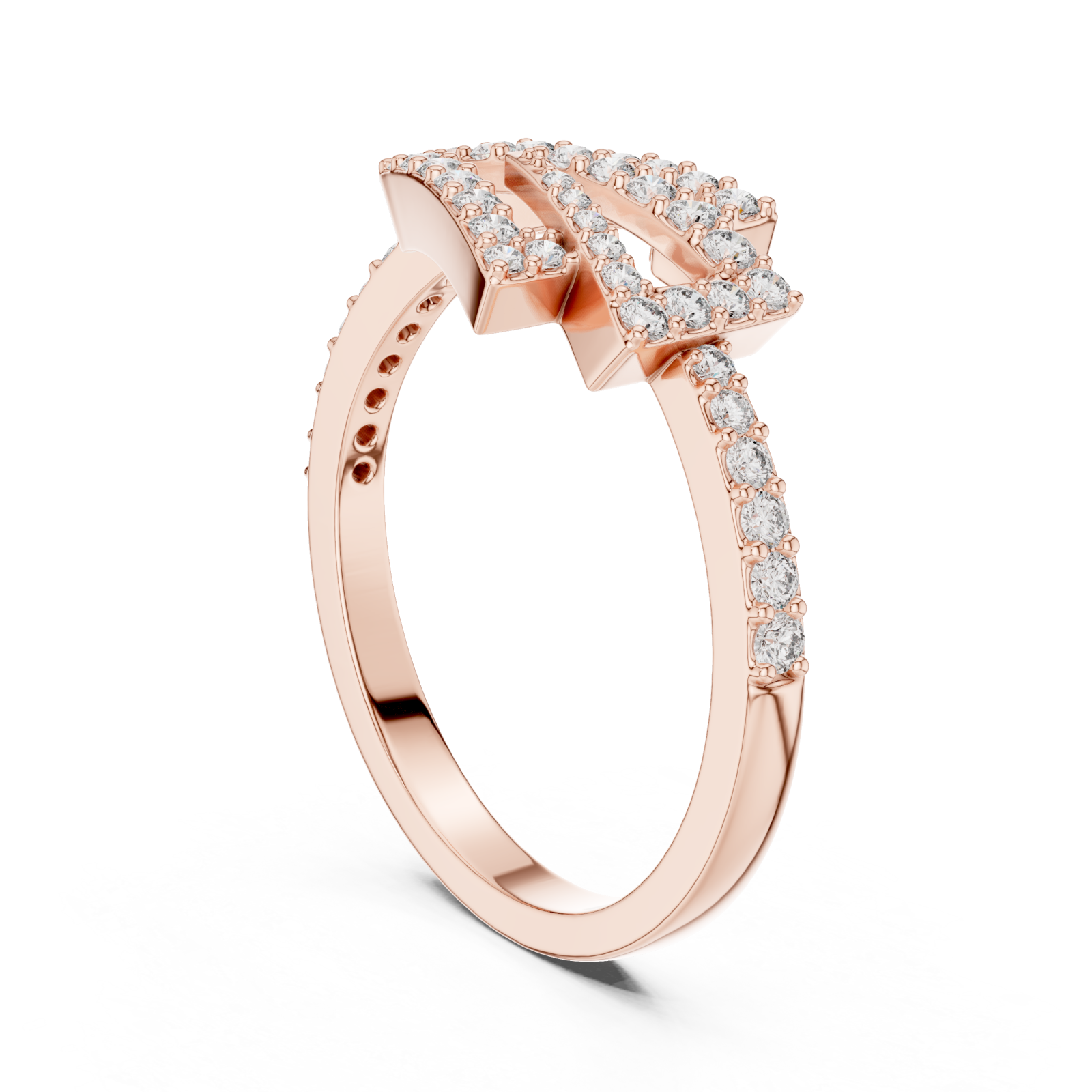  Rose Gold Celeste Feather PavÃ© Ring Left View