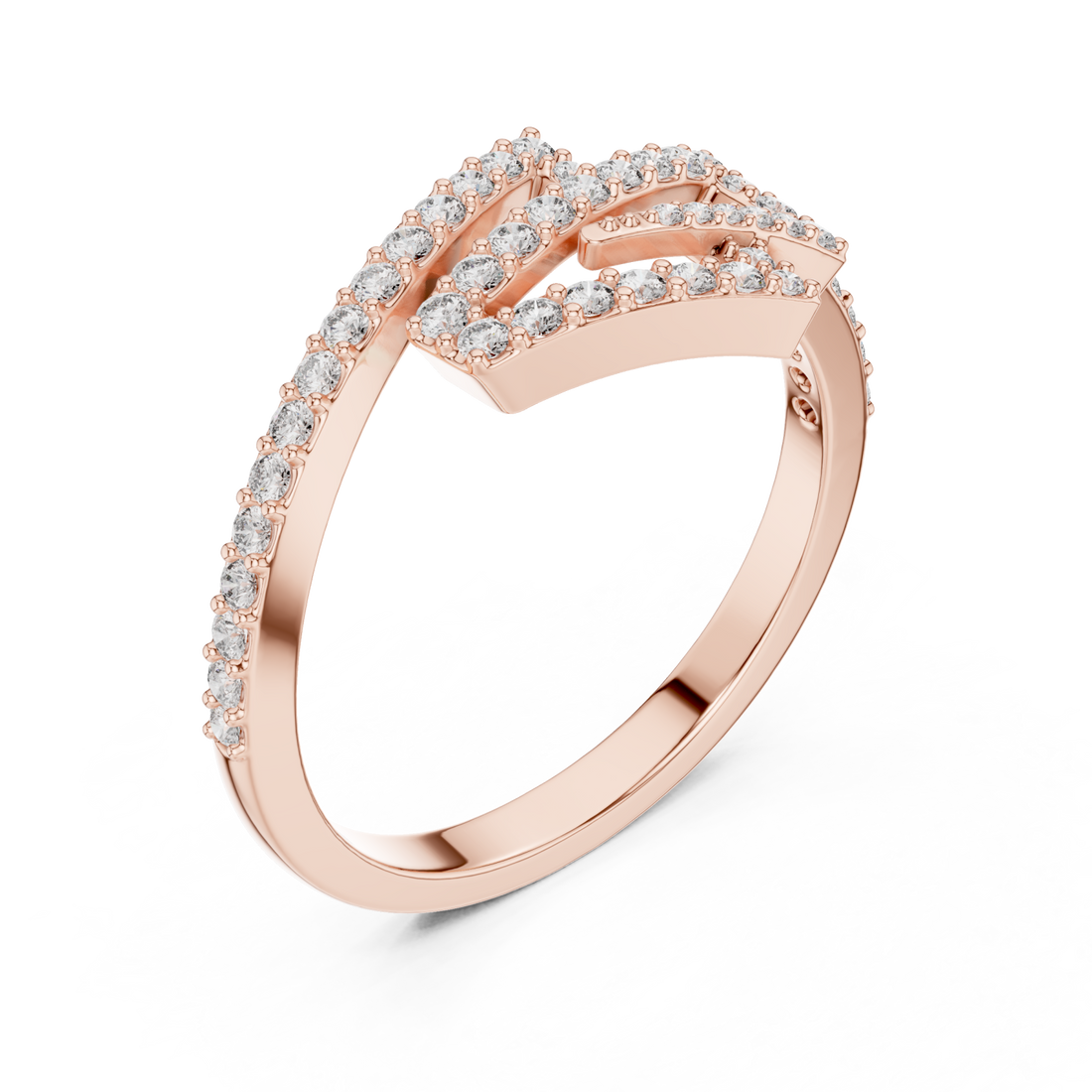  Rose Gold Celeste Feather PavÃ© Ring Right View