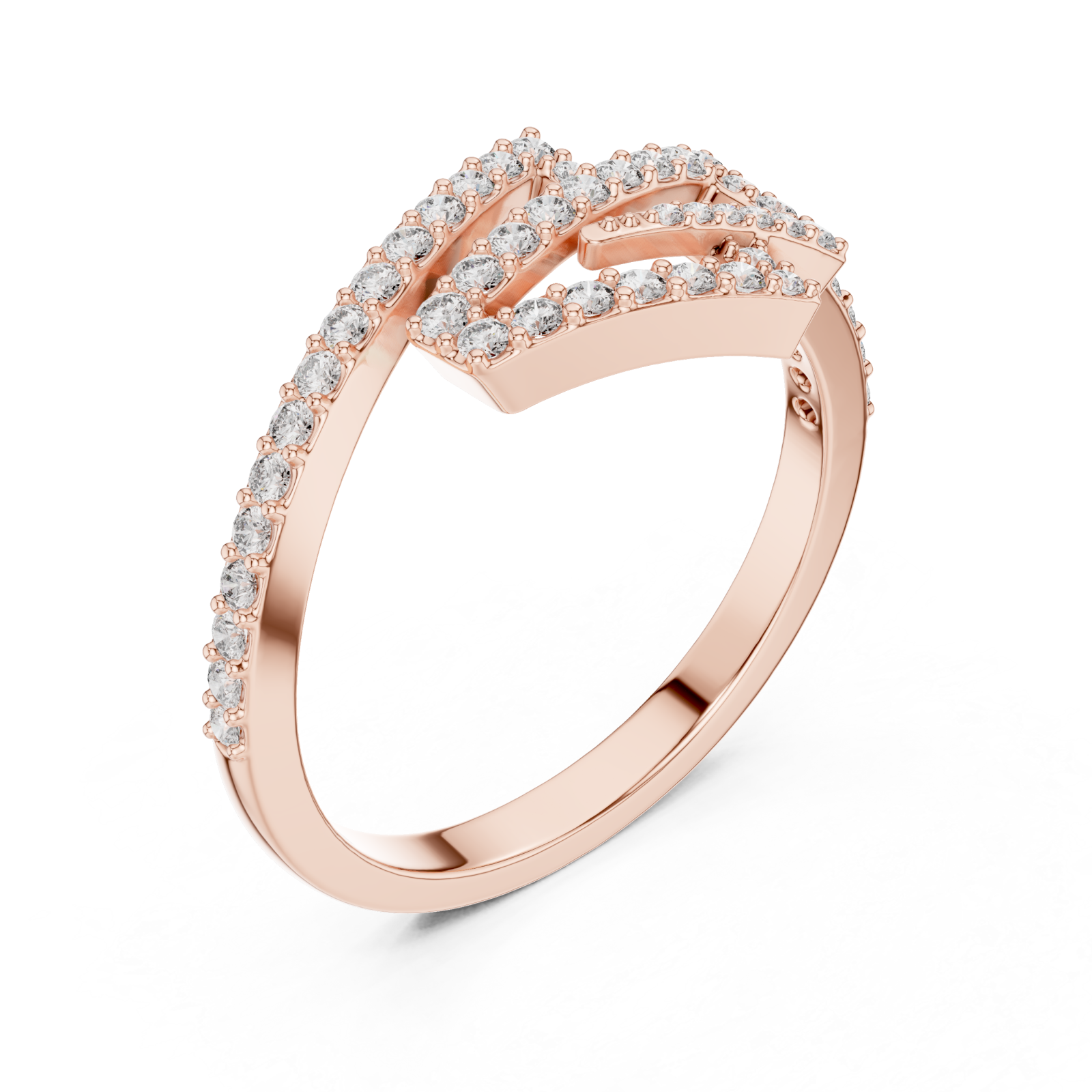  Rose Gold Celeste Feather PavÃ© Ring Right View