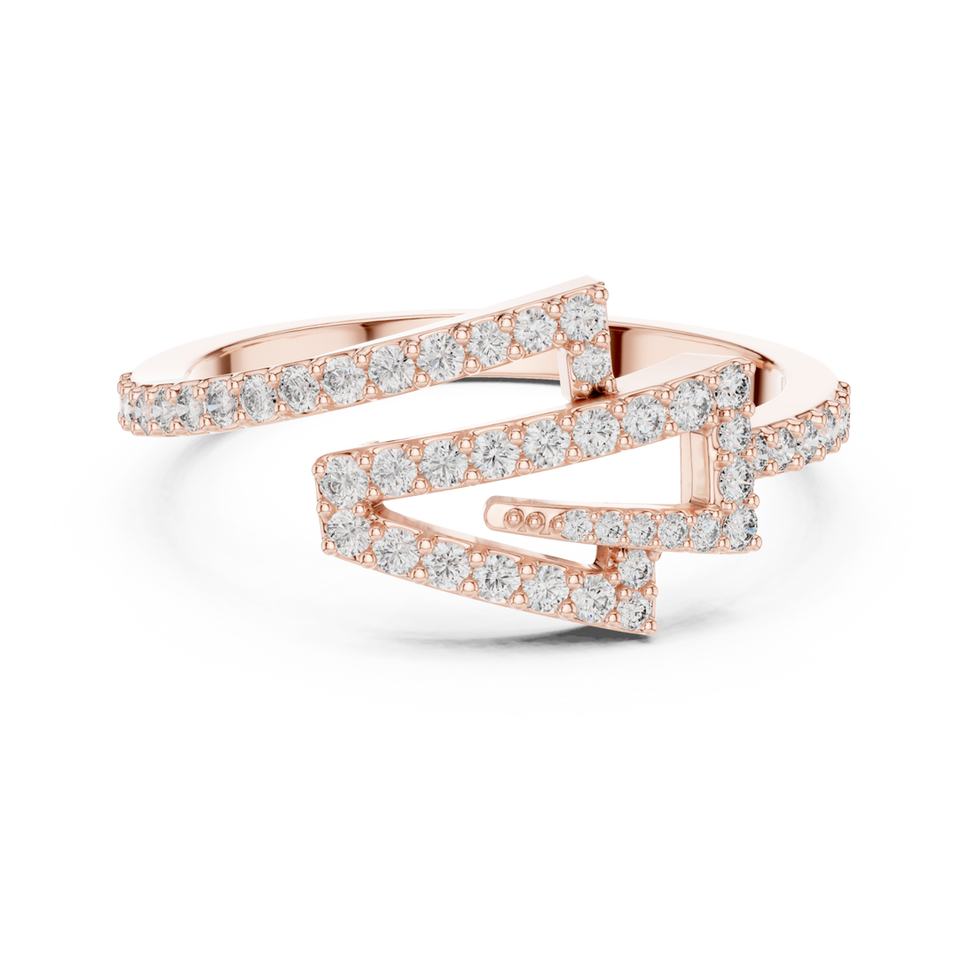  Rose Gold Celeste Feather PavÃ© Ring Right View