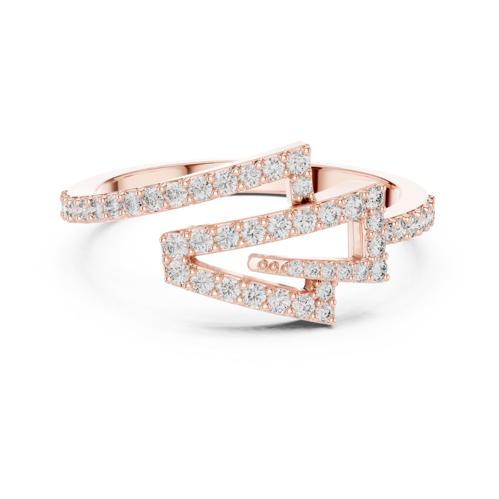  Rose Gold Celeste Feather PavÃ© Ring Front View