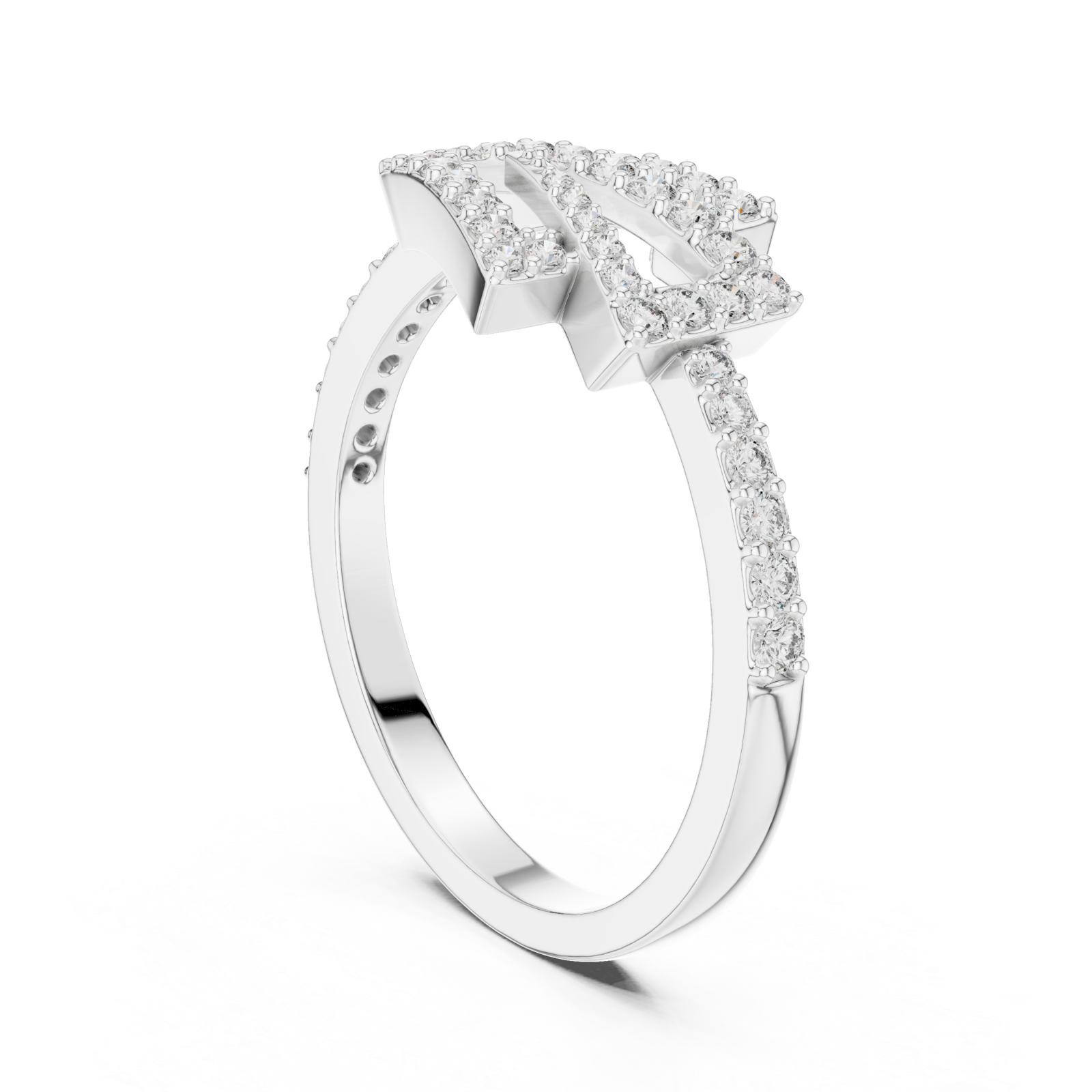  White Gold Celeste Feather PavÃ© Ring Left View