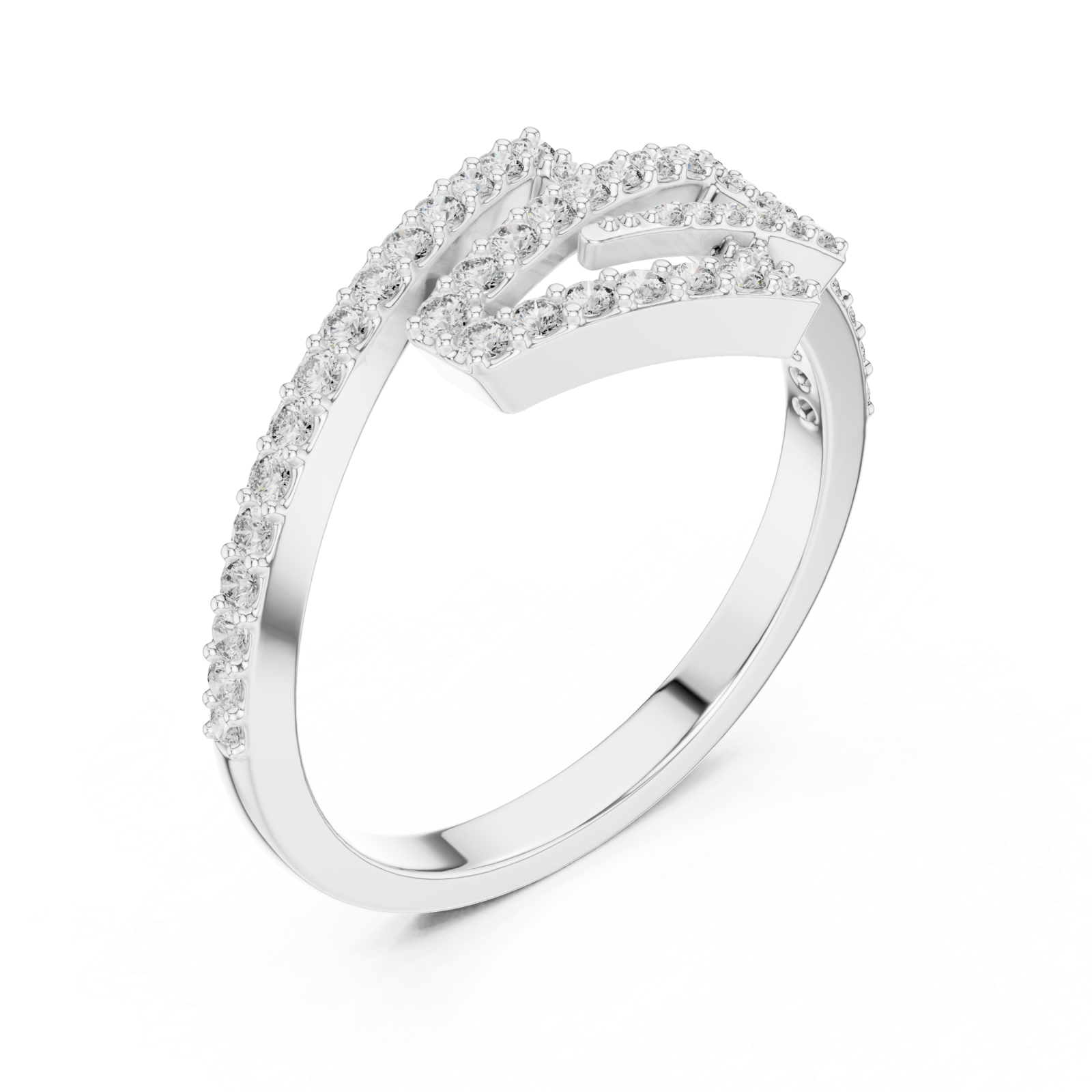  White Gold Celeste Feather PavÃ© Ring Right View