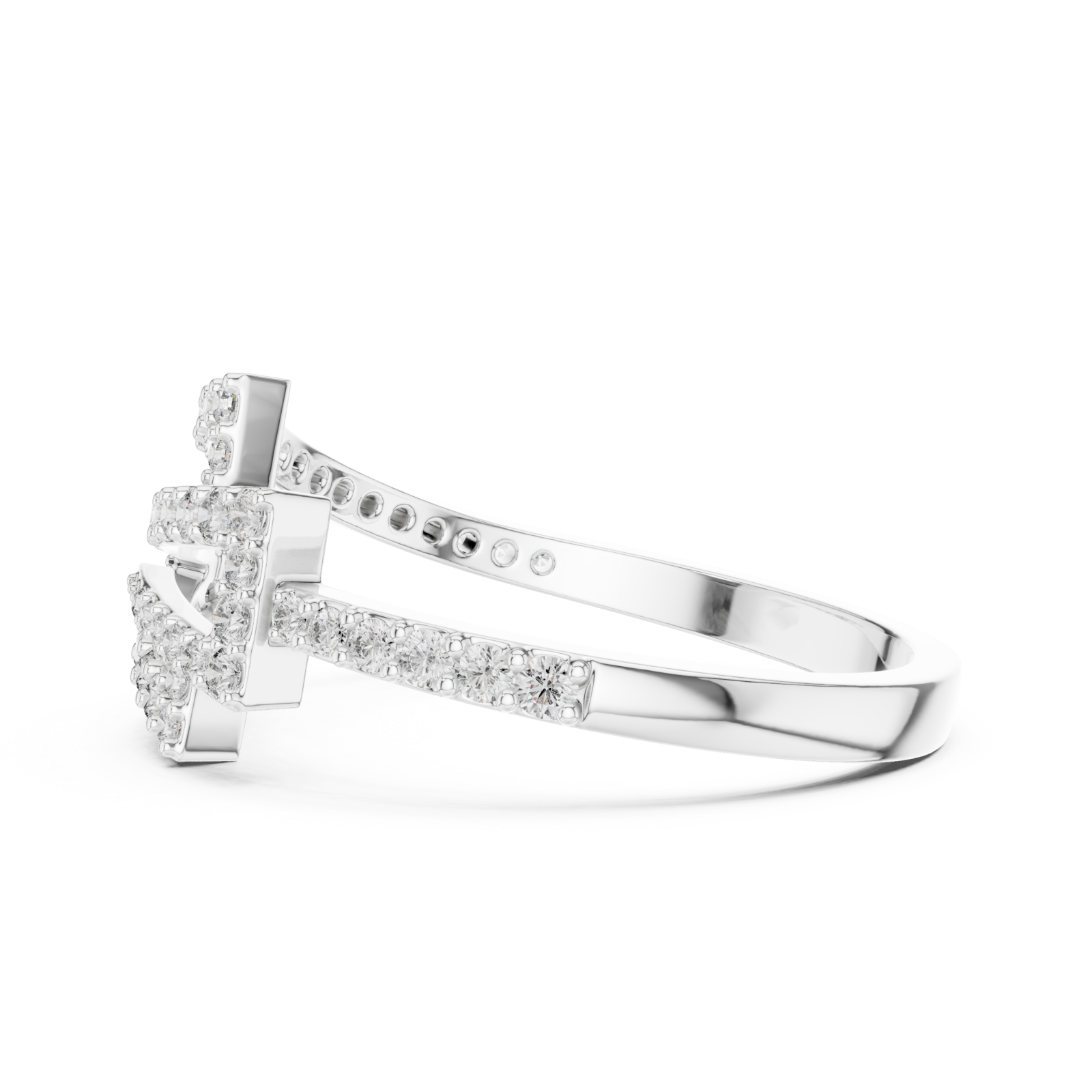  White Gold Celeste Feather PavÃ© Ring Side View