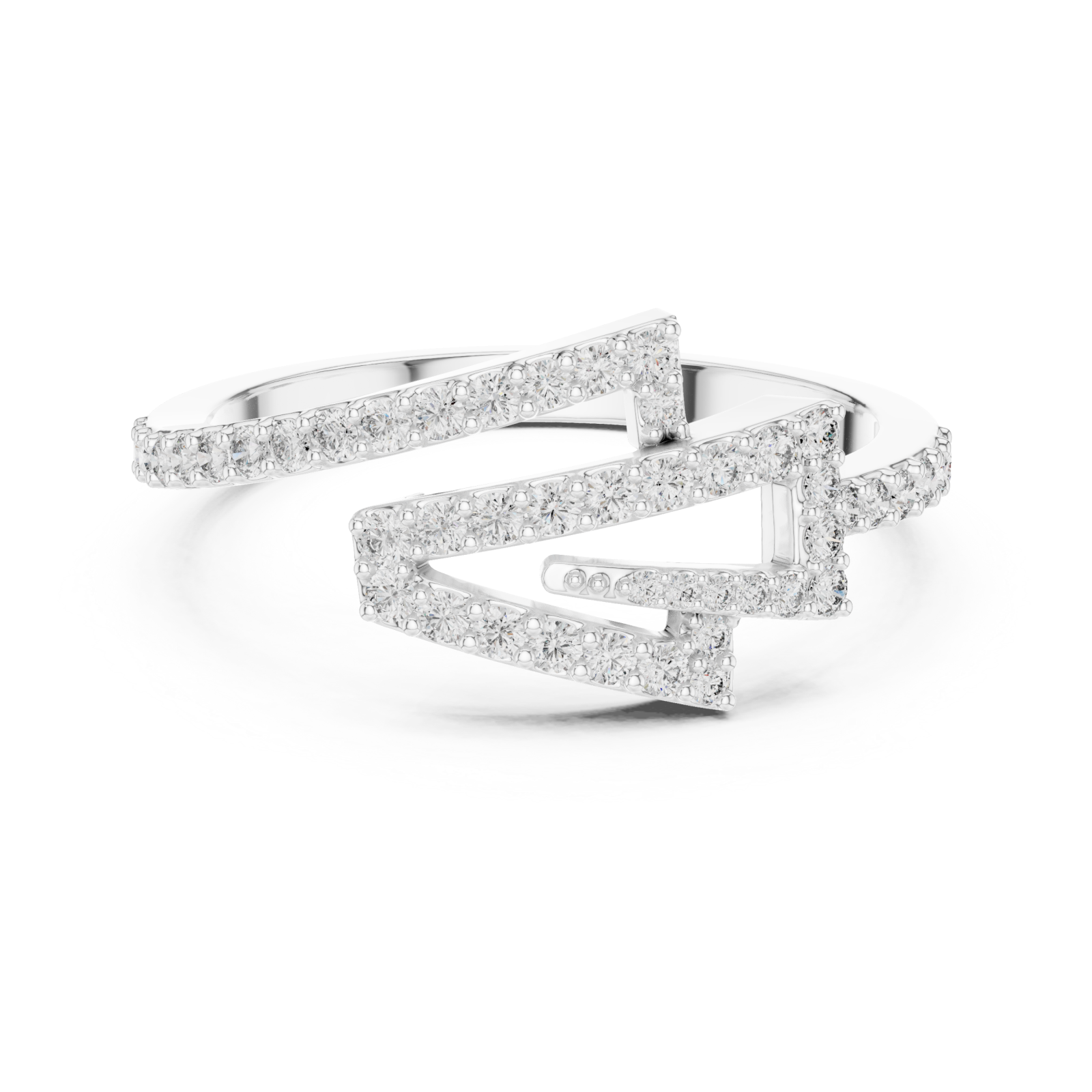  White Gold Celeste Feather PavÃ© Ring Front View