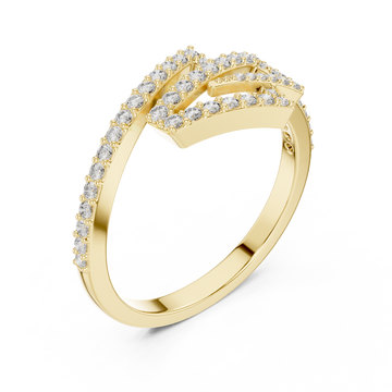 Gold Celeste Feather PavÃ© Ring Right View
