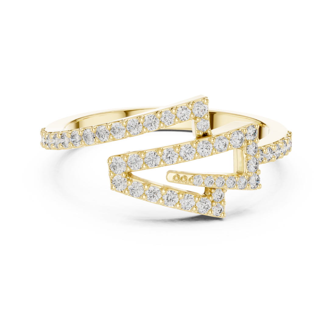 Gold Celeste Feather PavÃ© Ring Right View