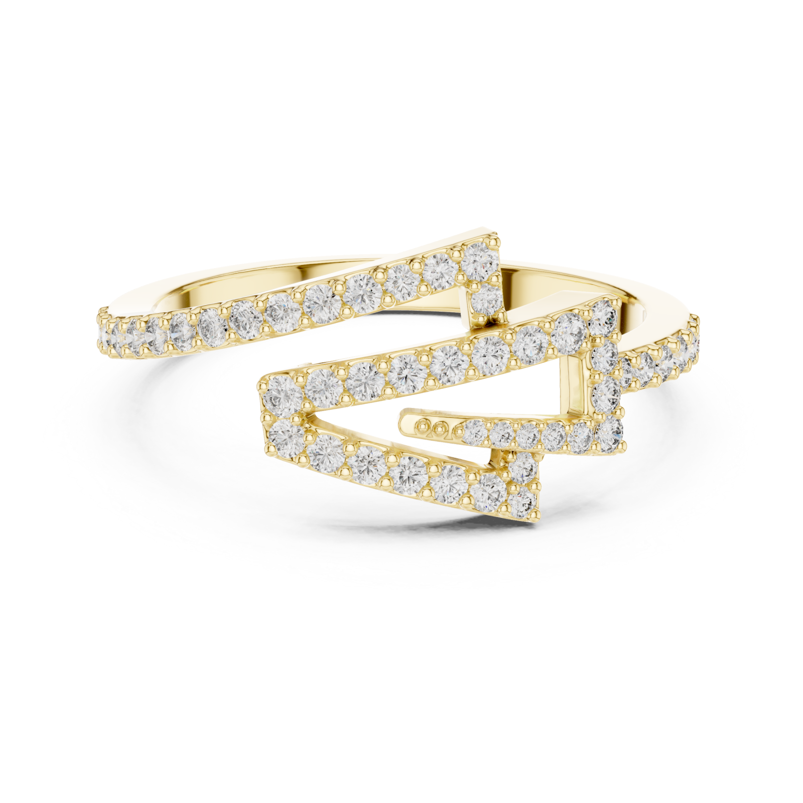  Gold Celeste Feather PavÃ© Ring Front View