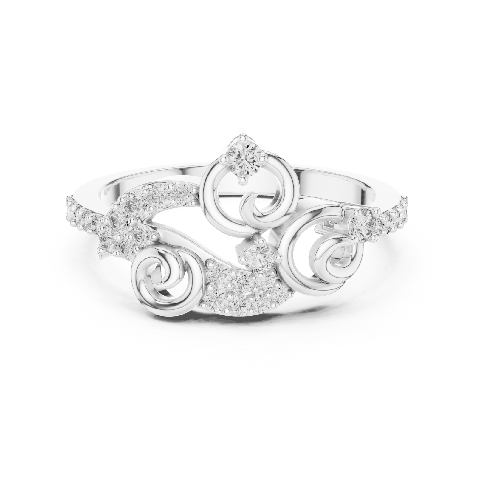  White Gold Celestial Curves Artistry Ring Front View