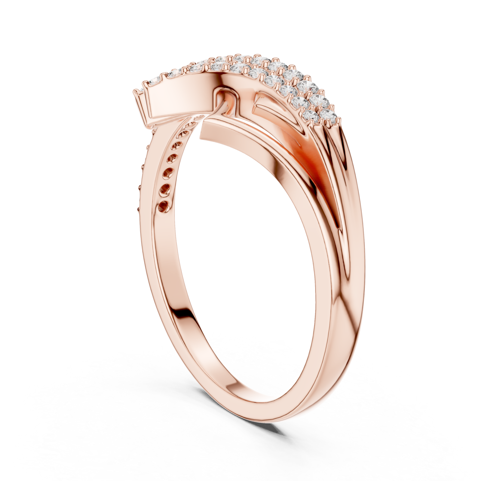  Rose Gold Cascading Glow Harmony Ring Left View