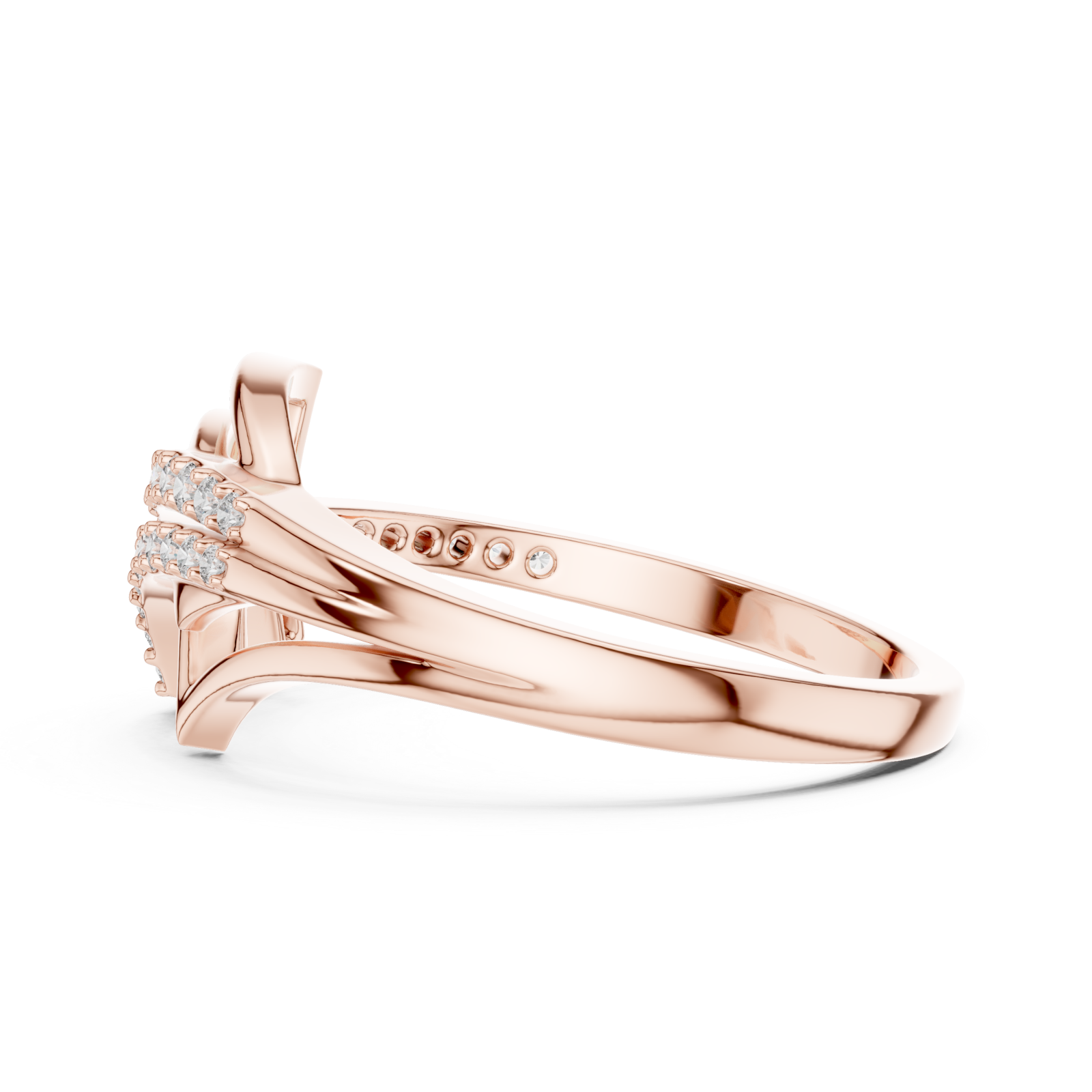  Rose Gold Cascading Glow Harmony Ring Side View