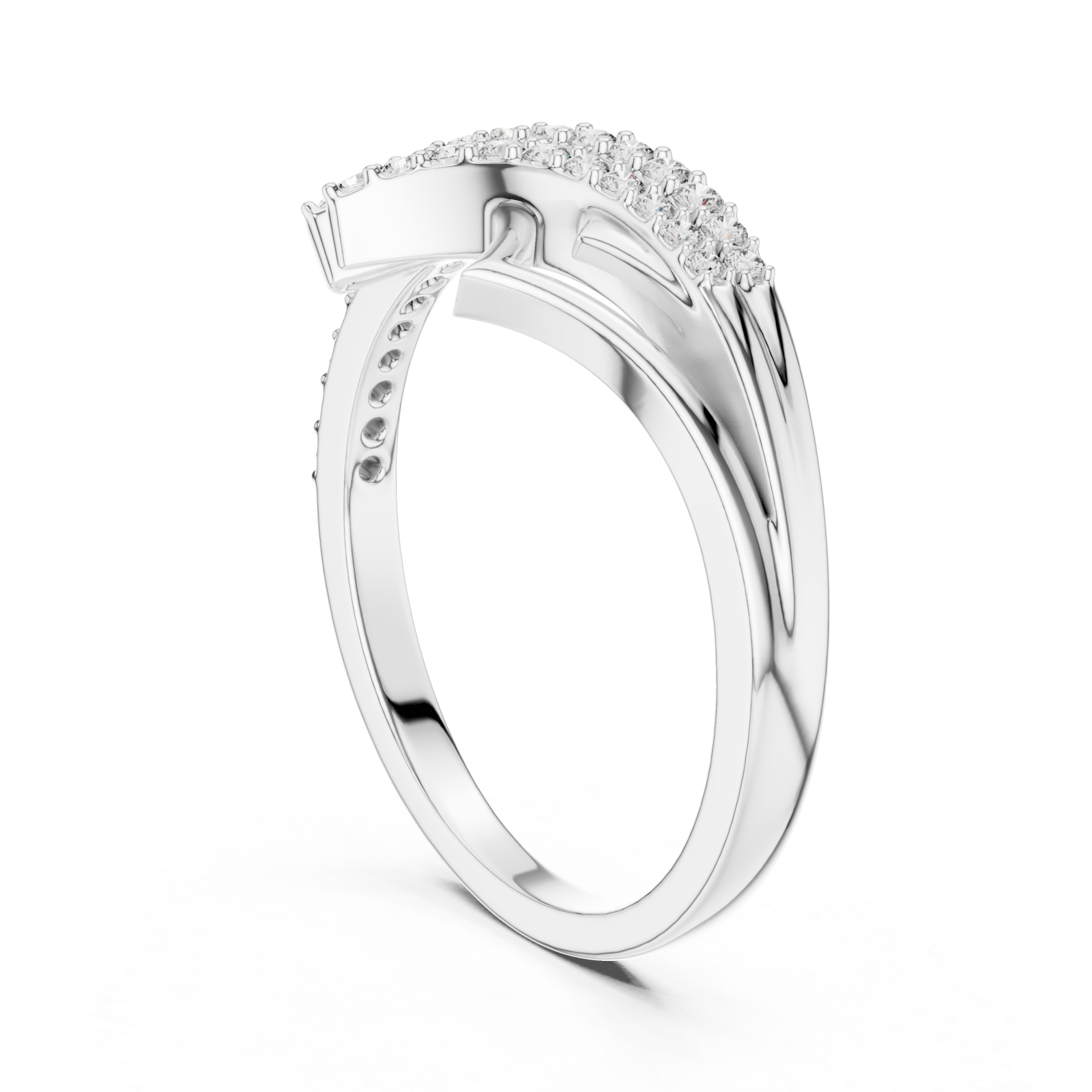  White Gold Cascading Glow Harmony Ring Left View