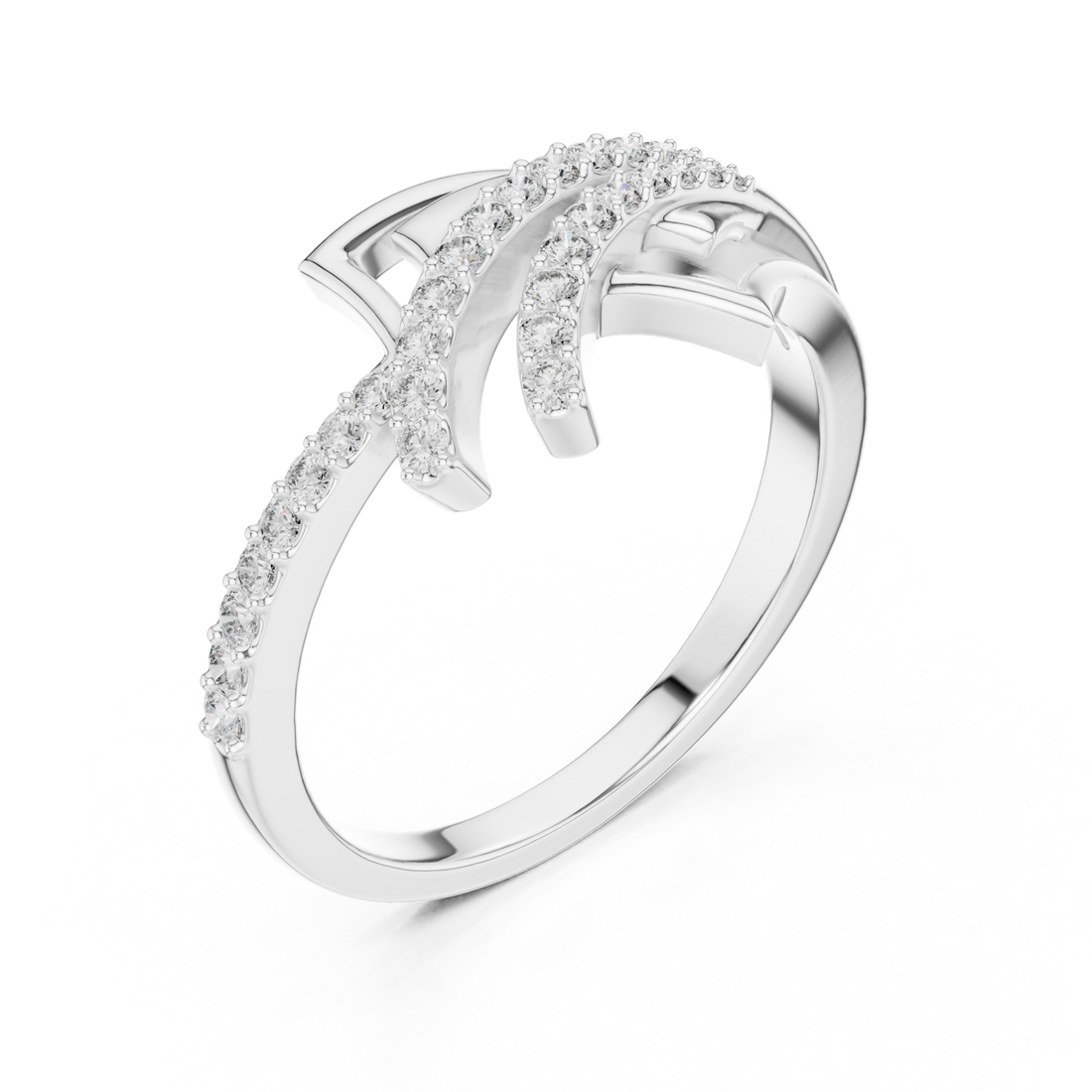 White Gold Cascading Glow Harmony Ring Right View