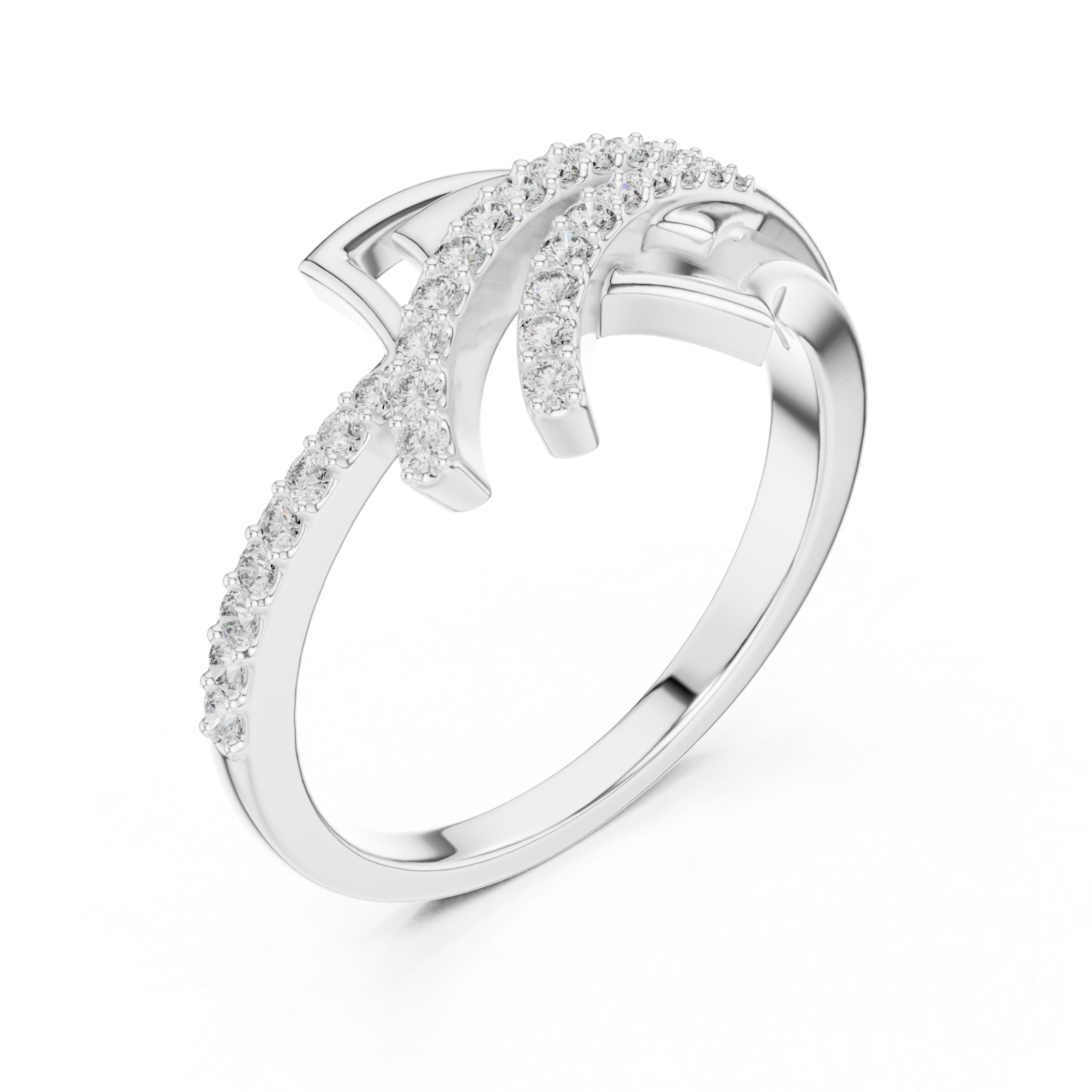  White Gold Cascading Glow Harmony Ring Right View