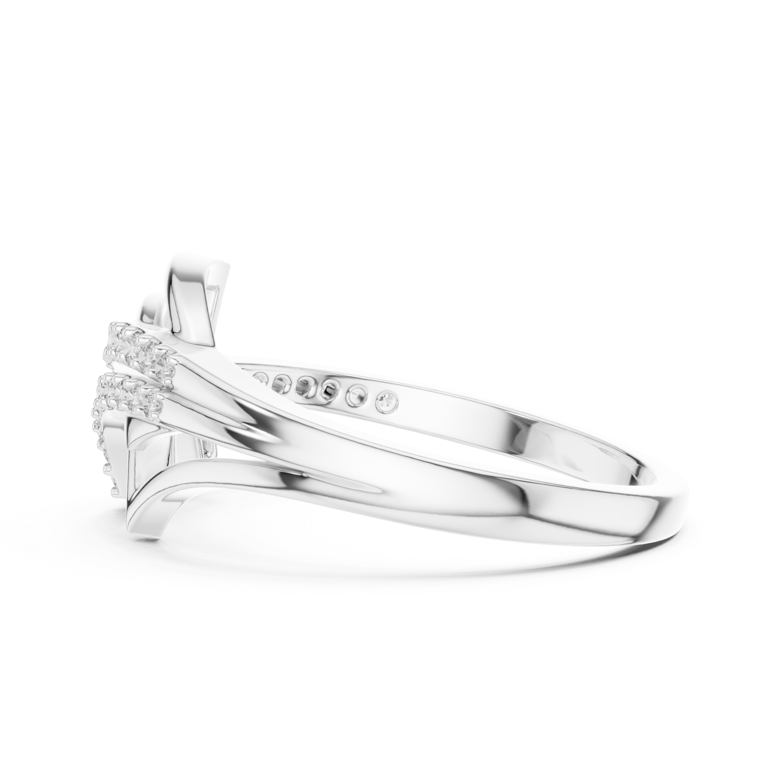  White Gold Cascading Glow Harmony Ring Side View
