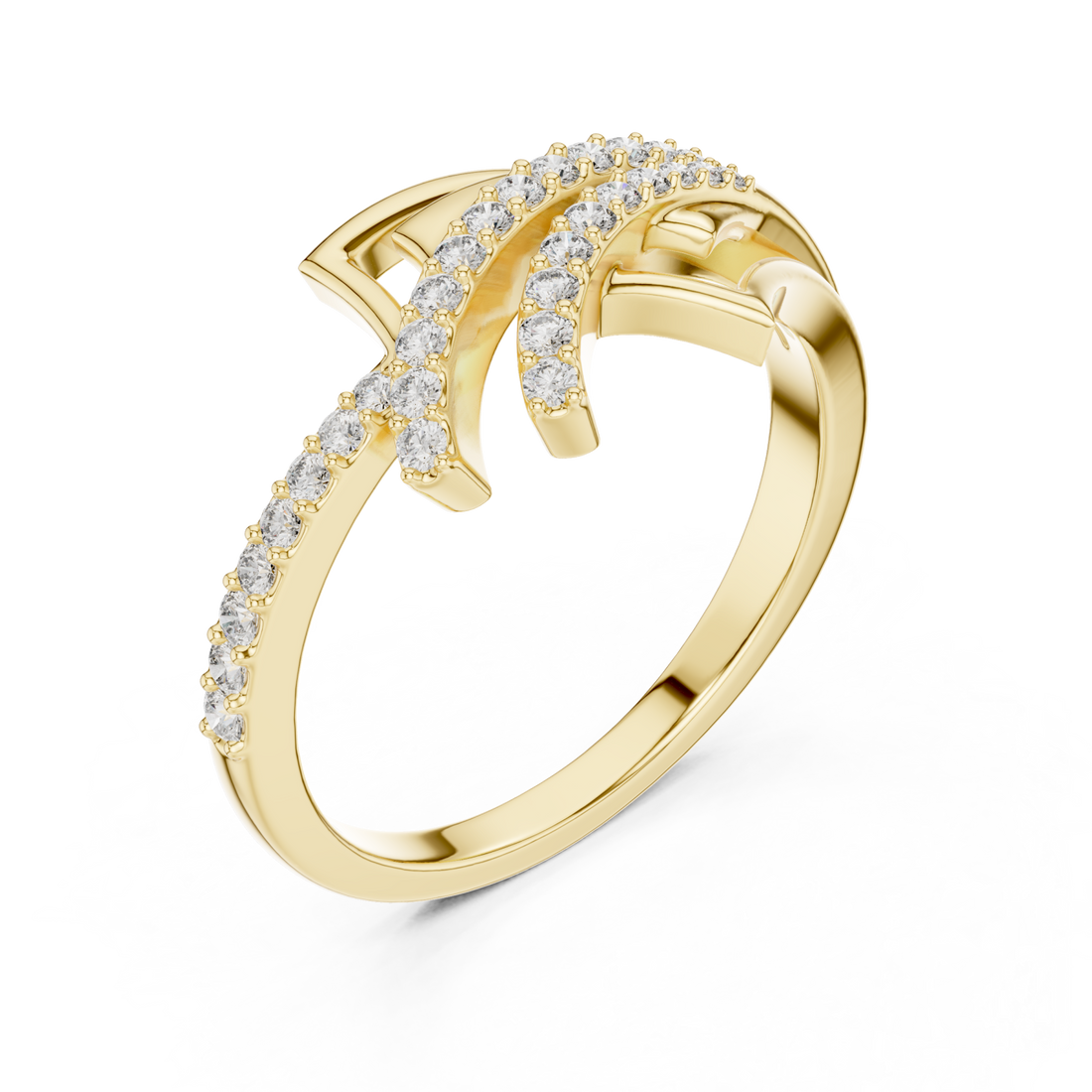 Gold Cascading Glow Harmony Ring Right View