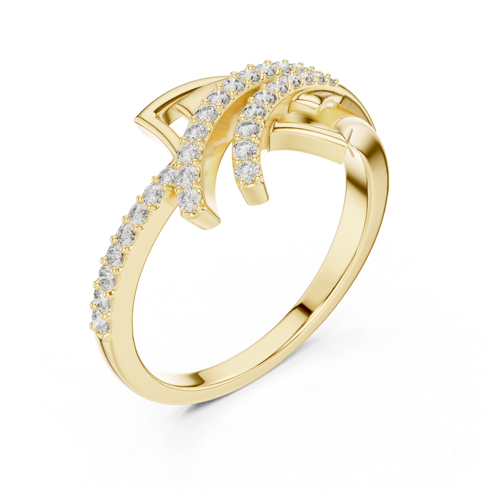 Gold Cascading Glow Harmony Ring Right View