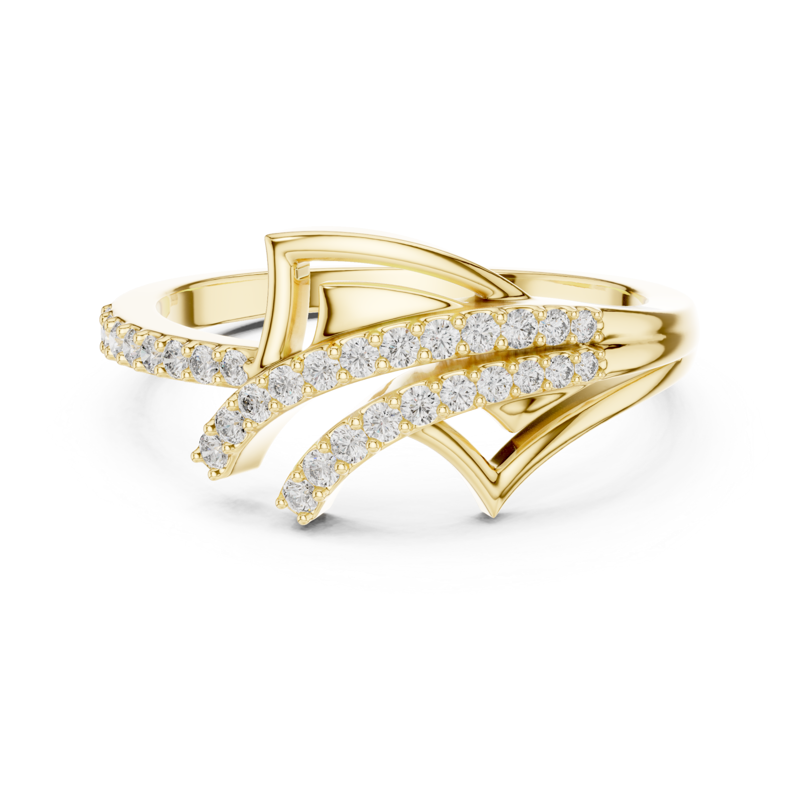  Gold Cascading Glow Harmony Ring Front View