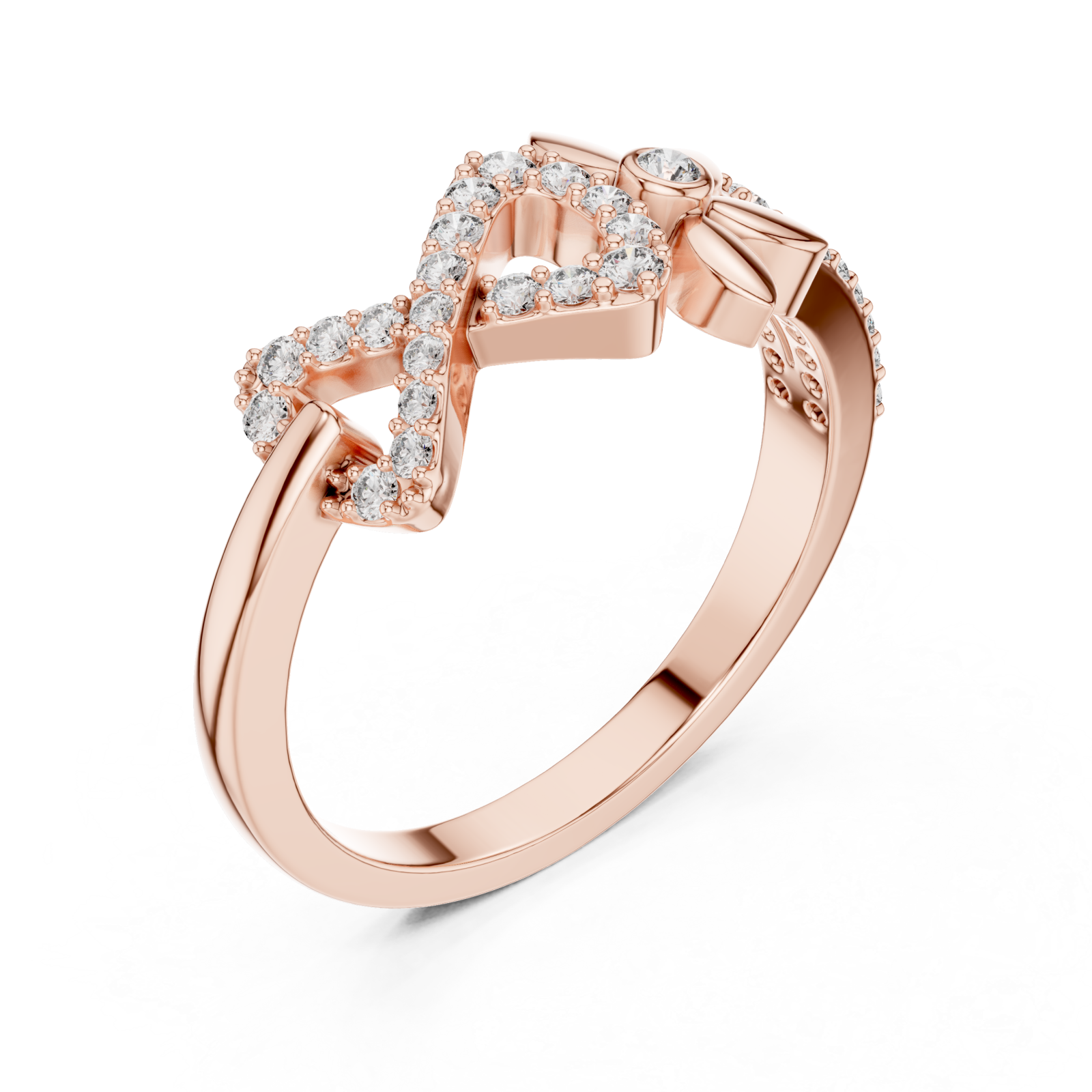  Rose Gold Enchanted Meadow Petal Twist Solitaire Cocktail Ring Right View