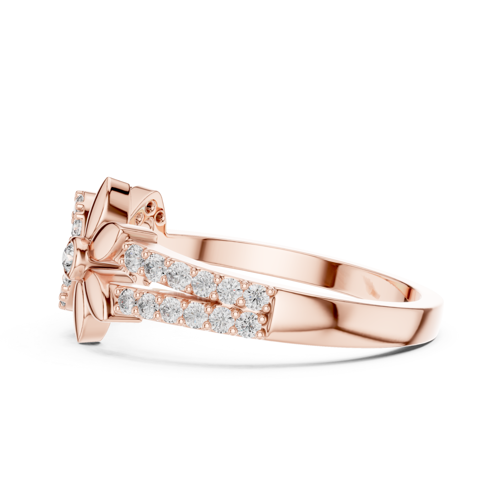  Rose Gold Enchanted Meadow Petal Twist Solitaire Cocktail Ring Side View