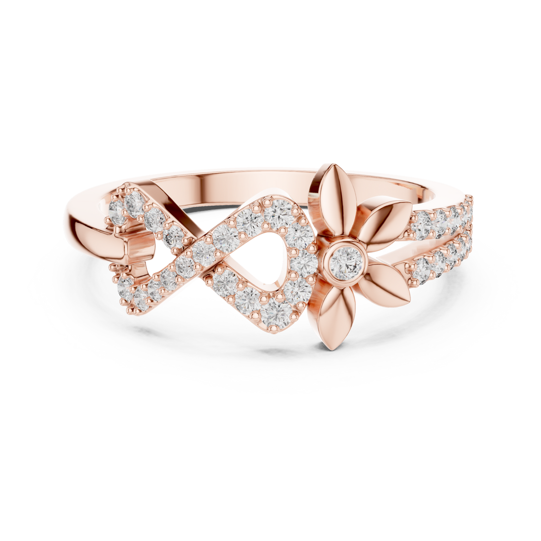  Rose Gold Enchanted Meadow Petal Twist Solitaire Cocktail Ring Right View