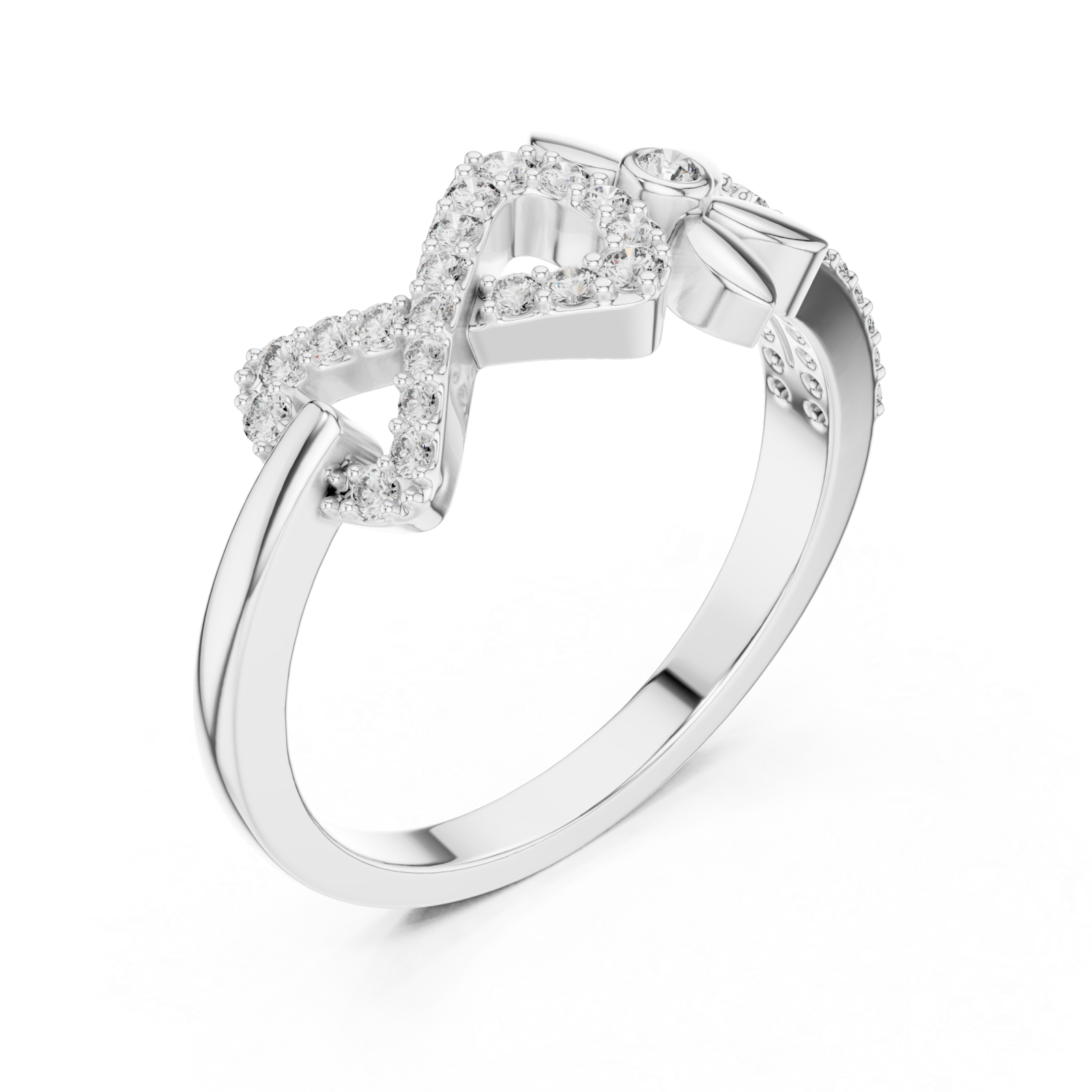  White Gold Enchanted Meadow Petal Twist Solitaire Cocktail Ring Right View