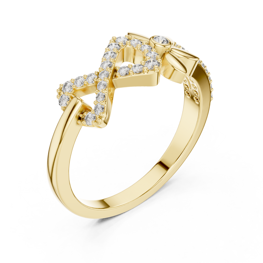Gold Enchanted Meadow Petal Twist Solitaire Cocktail Ring Right View