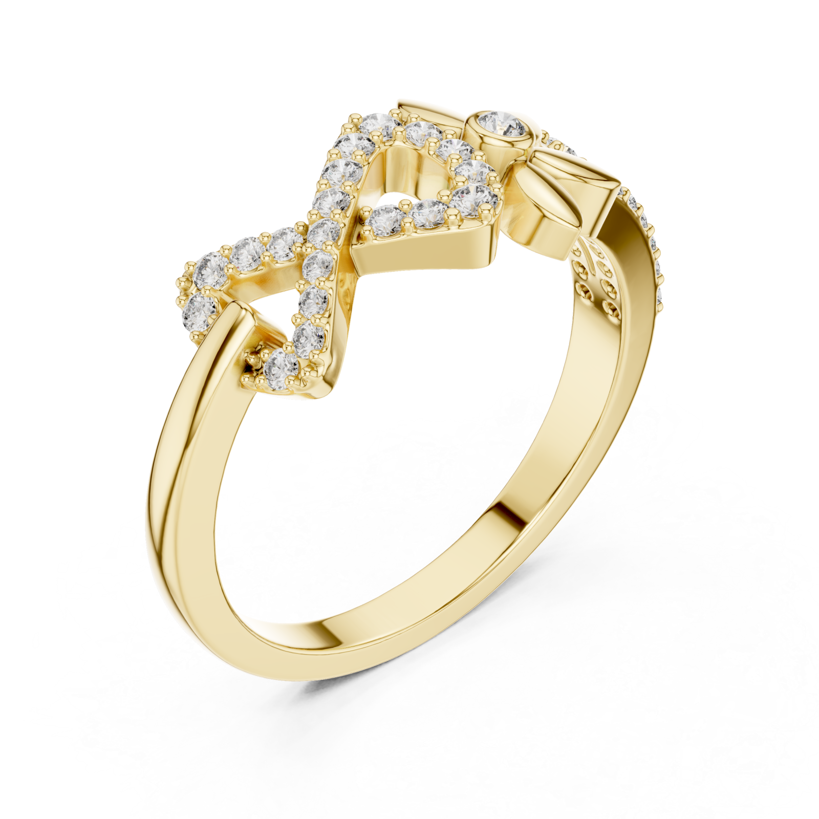 Gold Enchanted Meadow Petal Twist Solitaire Cocktail Ring Right View