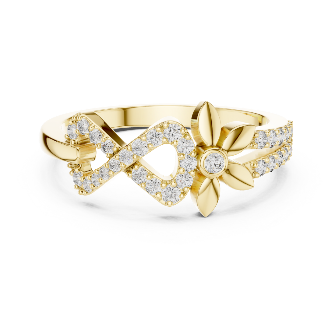 Gold Enchanted Meadow Petal Twist Solitaire Cocktail Ring Right View