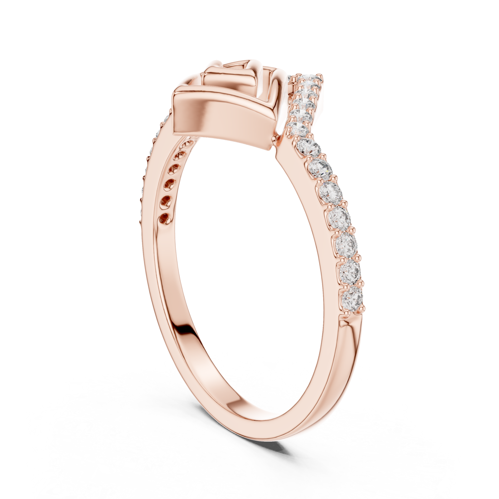  Rose Gold Blossom Kiss Contour Silhouette Ring Left View