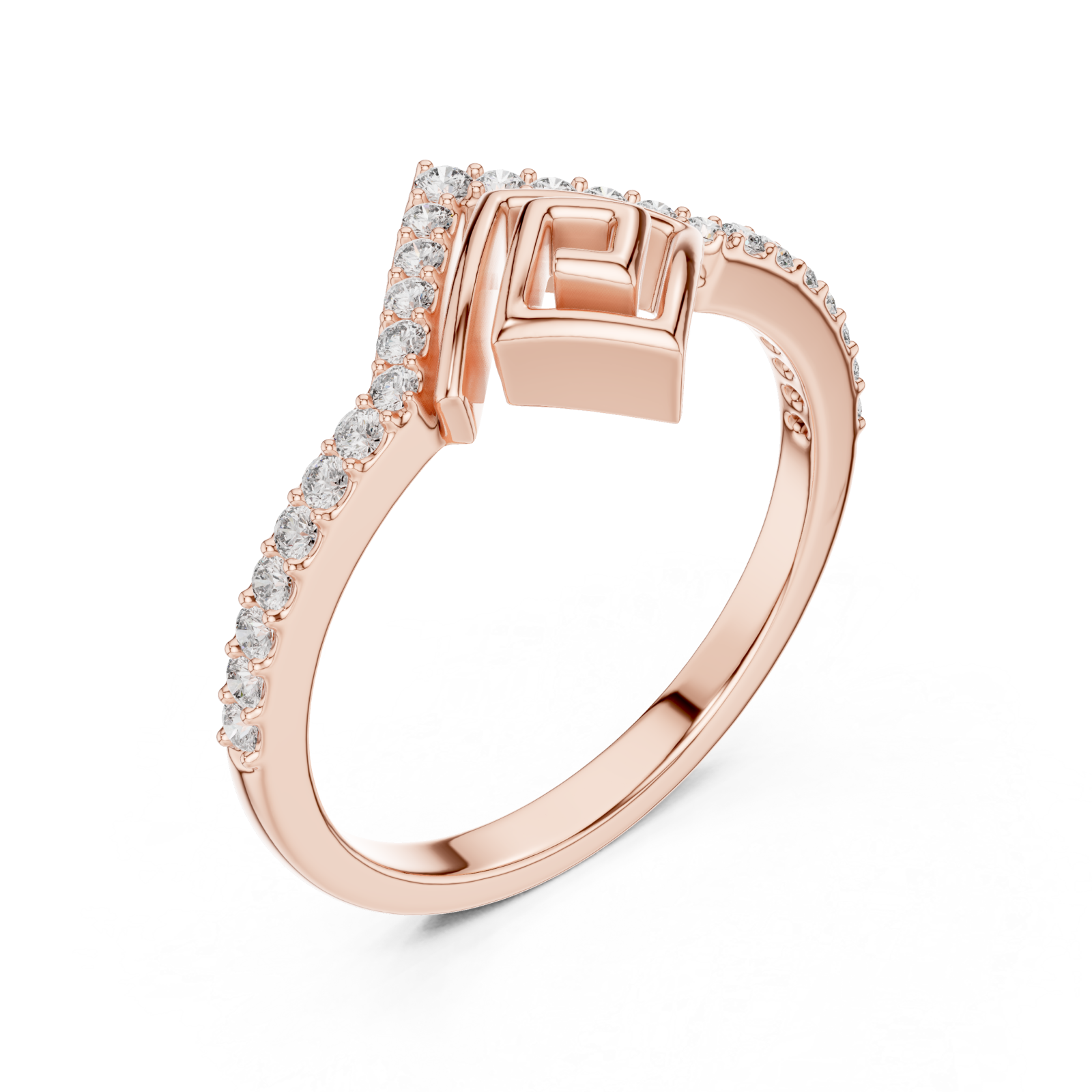  Rose Gold Blossom Kiss Contour Silhouette Ring Right View