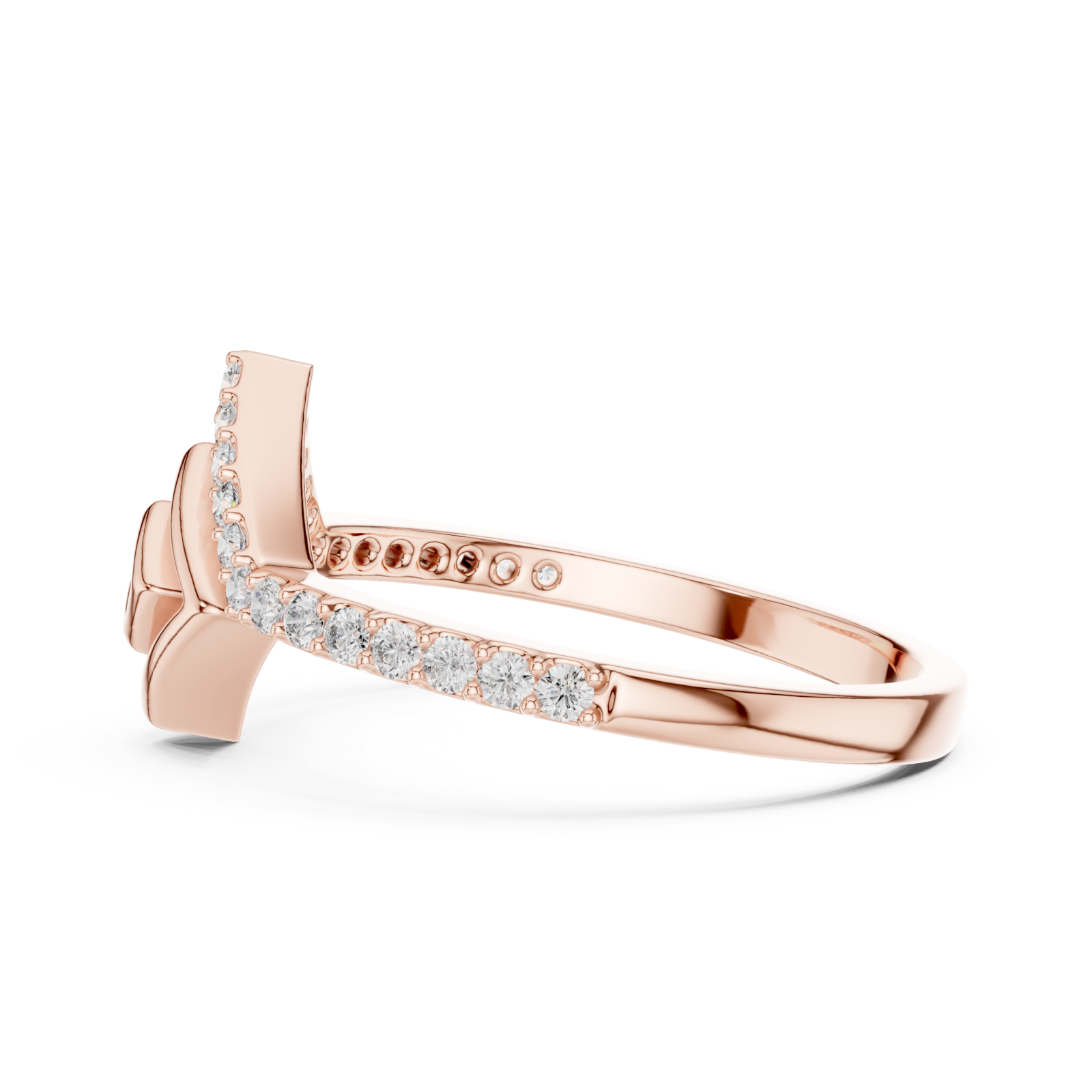  Rose Gold Blossom Kiss Contour Silhouette Ring Side View