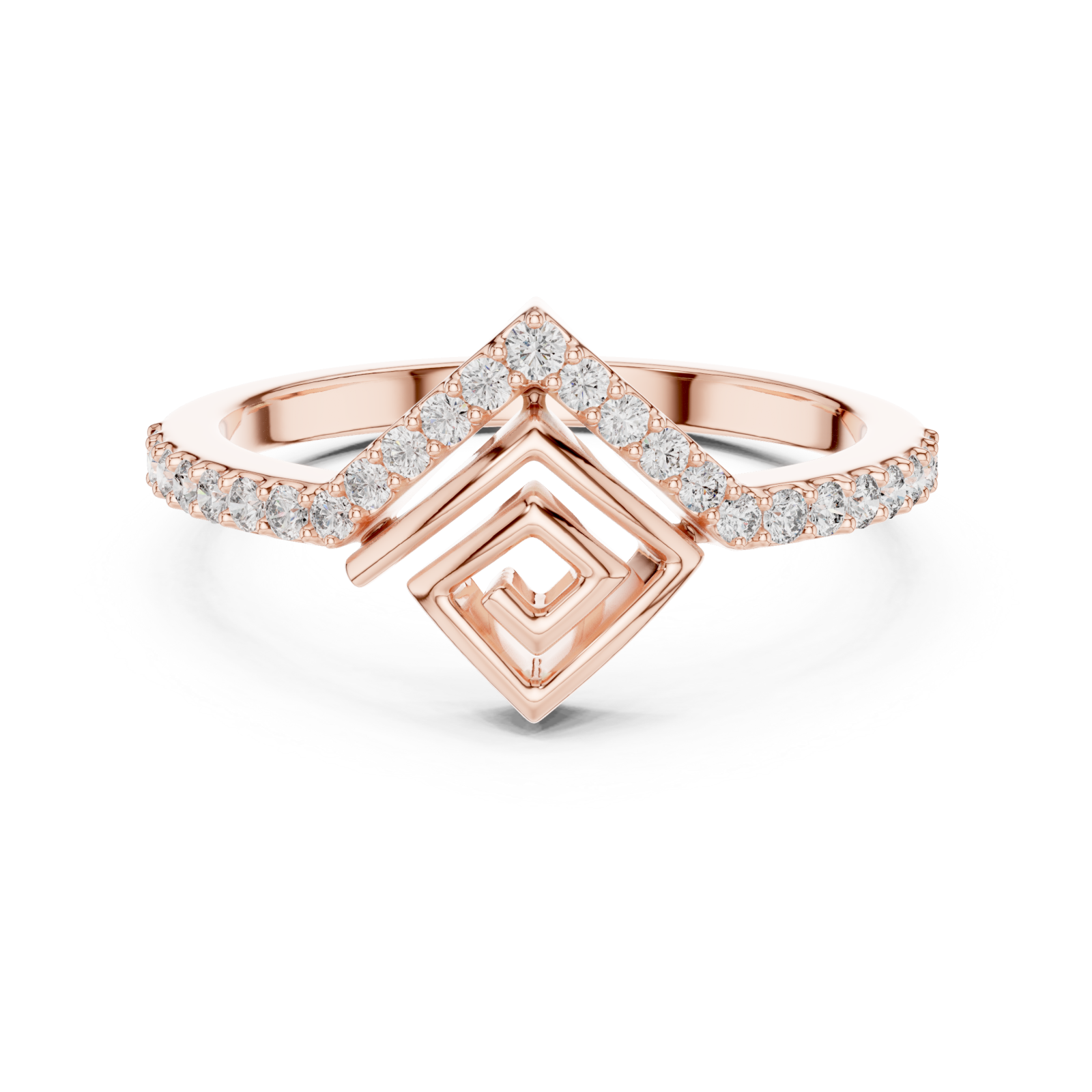  Rose Gold Blossom Kiss Contour Silhouette Ring Front View