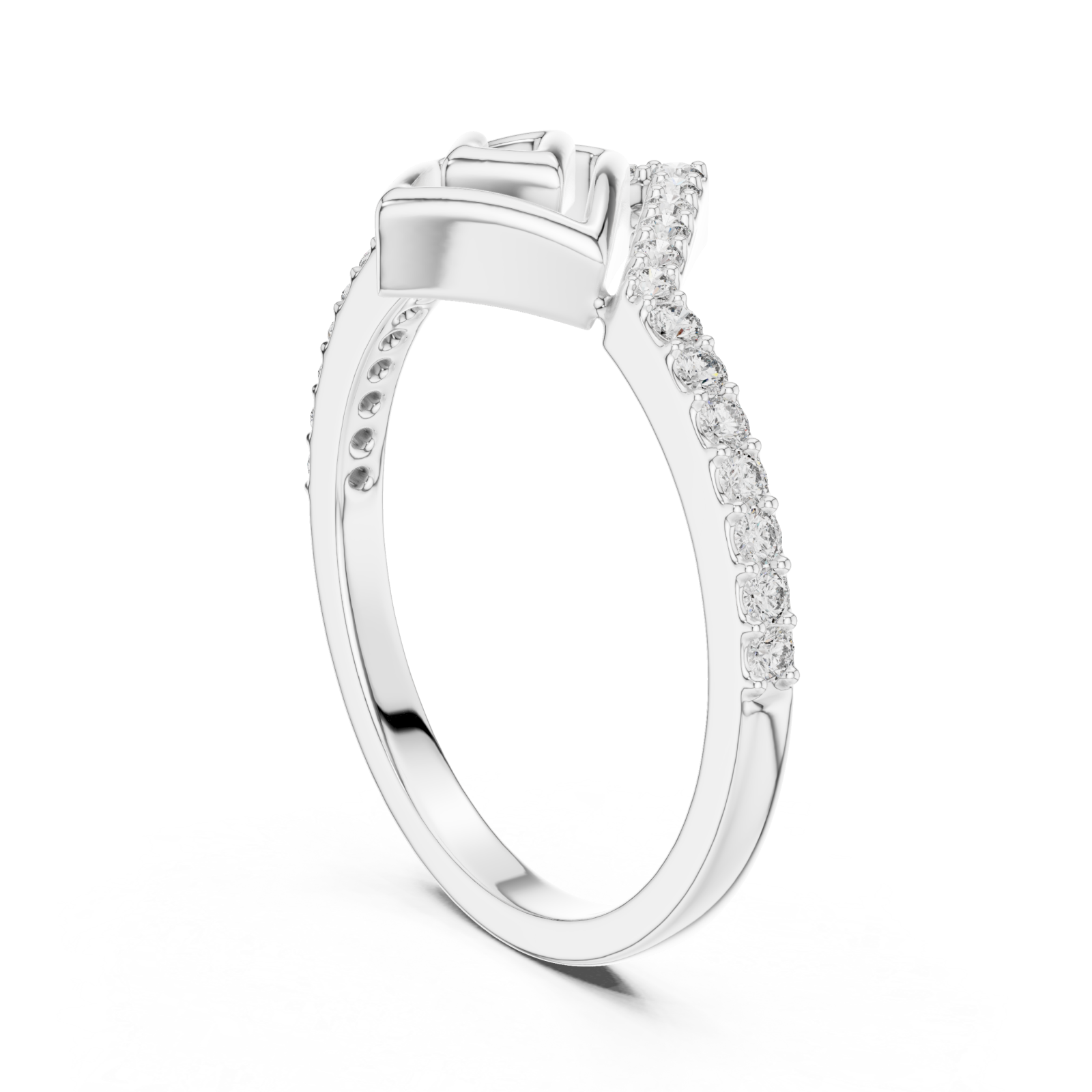  White Gold Blossom Kiss Contour Silhouette Ring Left View