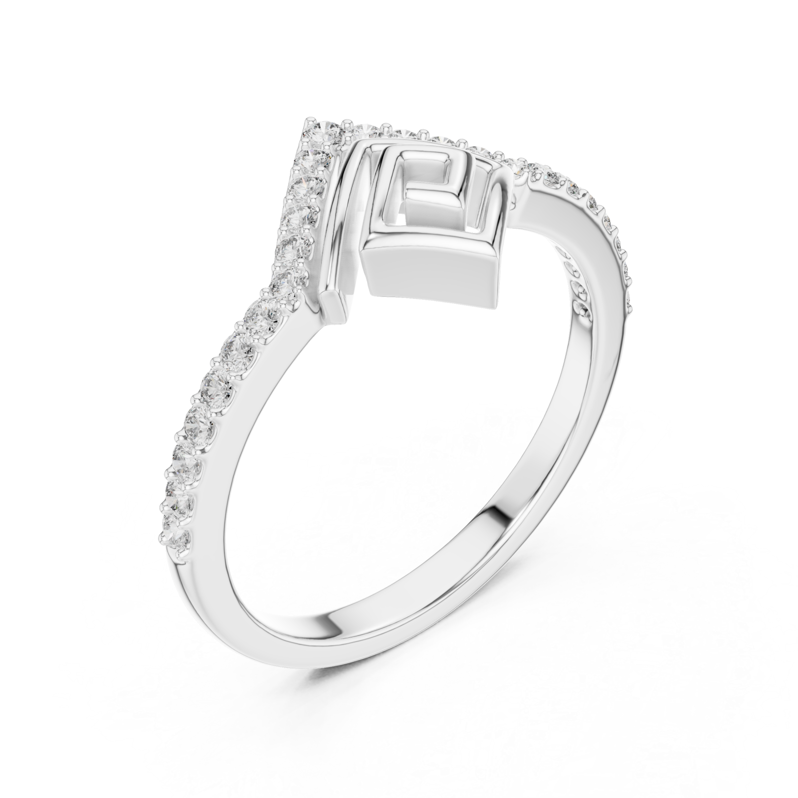  White Gold Blossom Kiss Contour Silhouette Ring Right View