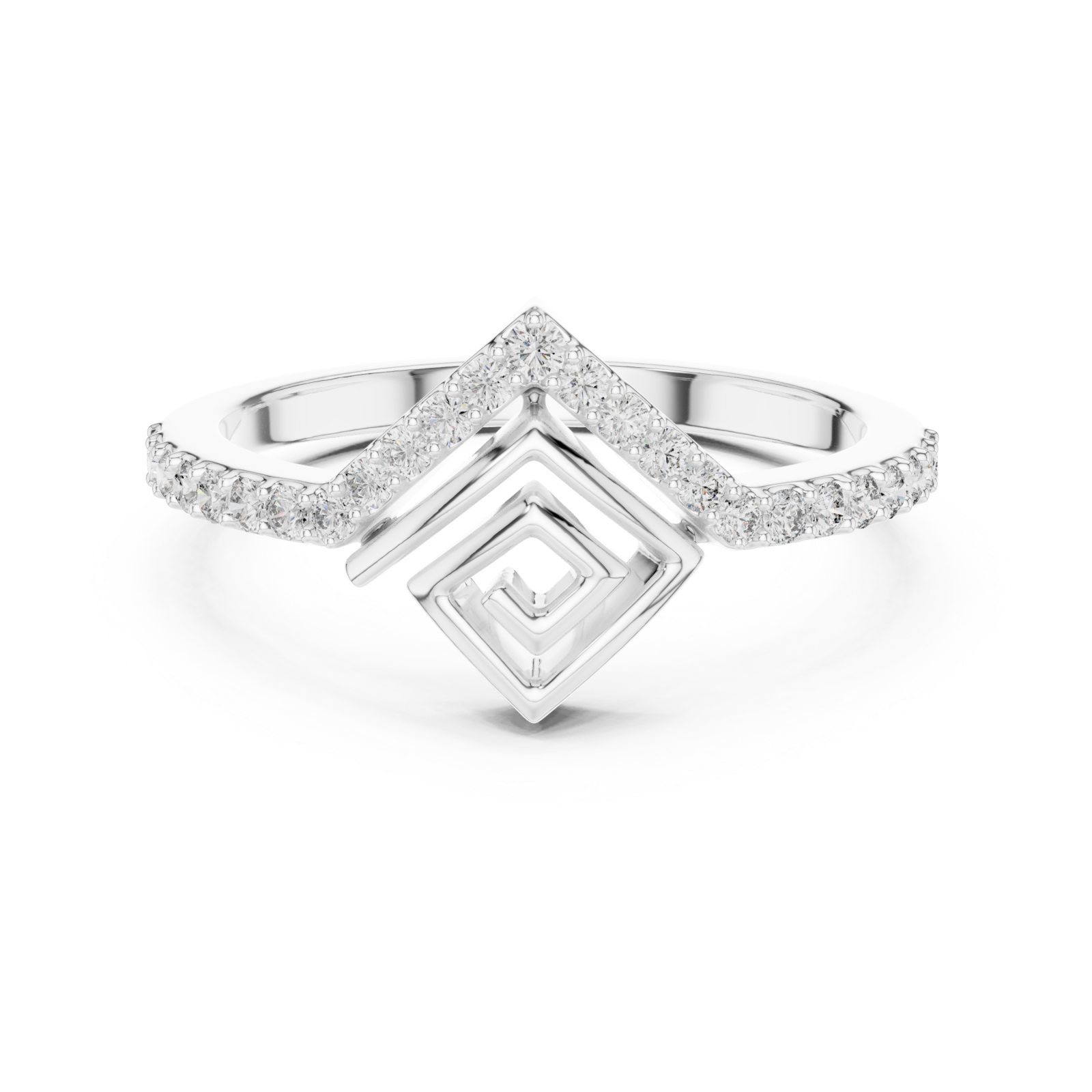  White Gold Blossom Kiss Contour Silhouette Ring Front View