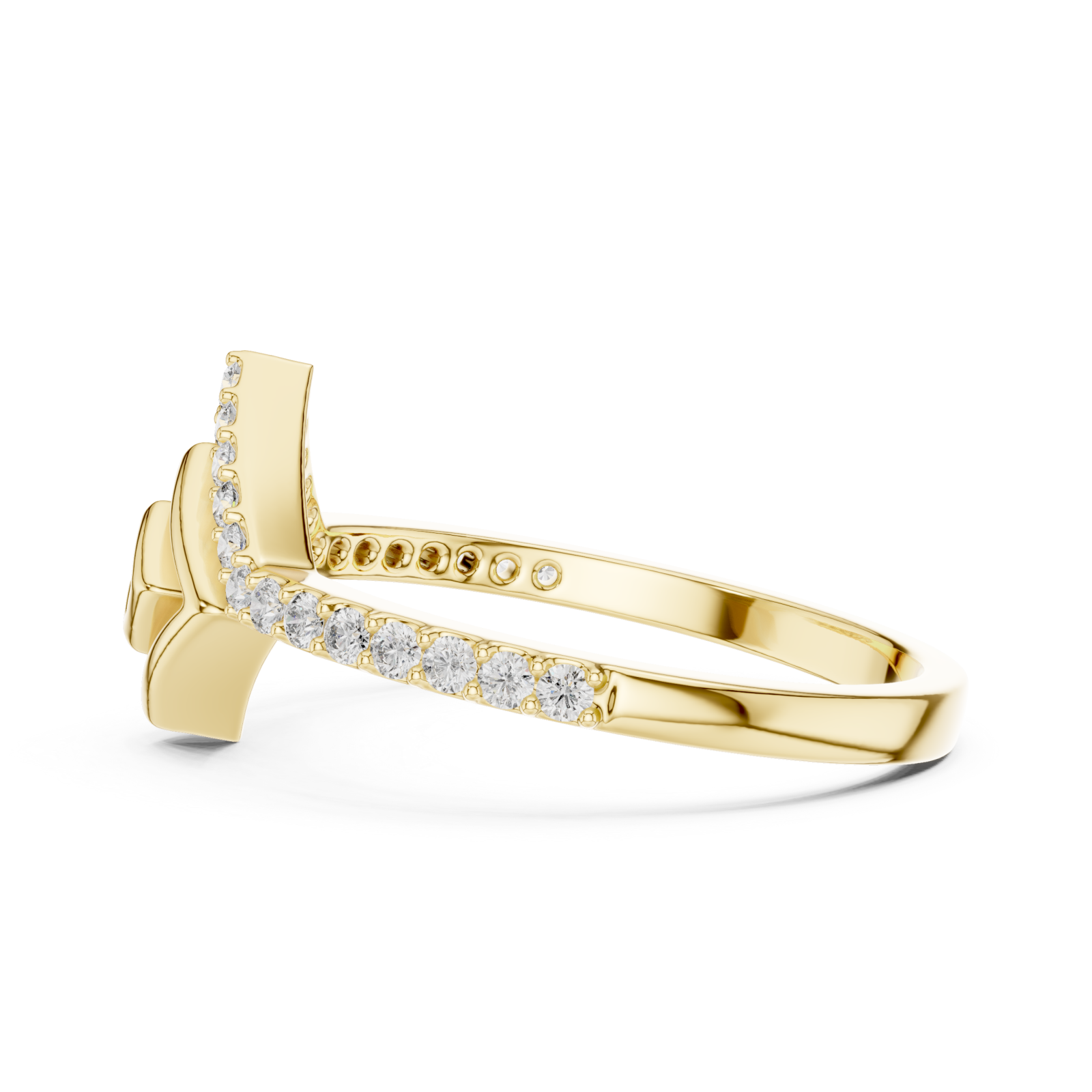  Gold Blossom Kiss Contour Silhouette Ring Side View
