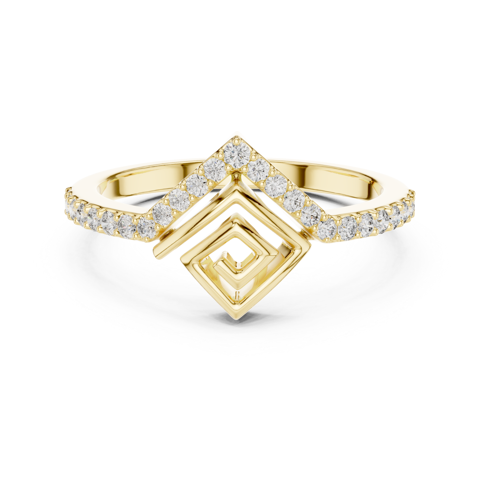  Gold Blossom Kiss Contour Silhouette Ring Front View