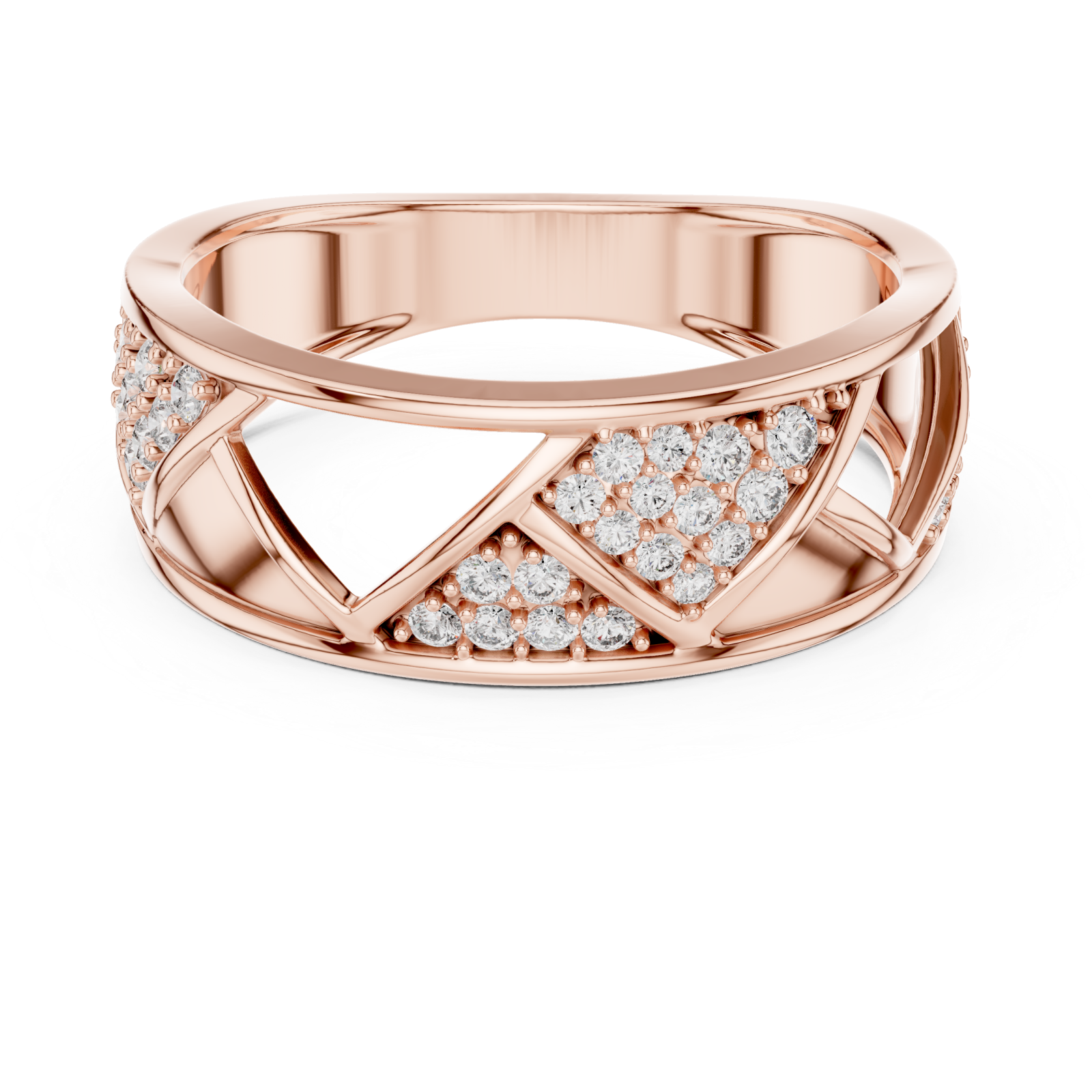 Rose Gold Whispering Trails Statement Ring Front View