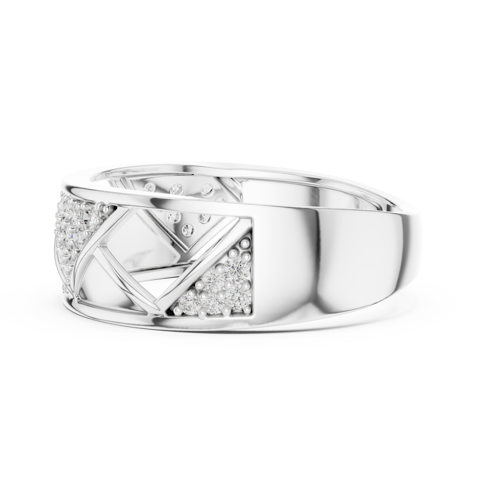  White Gold Whispering Trails Statement Ring Side View