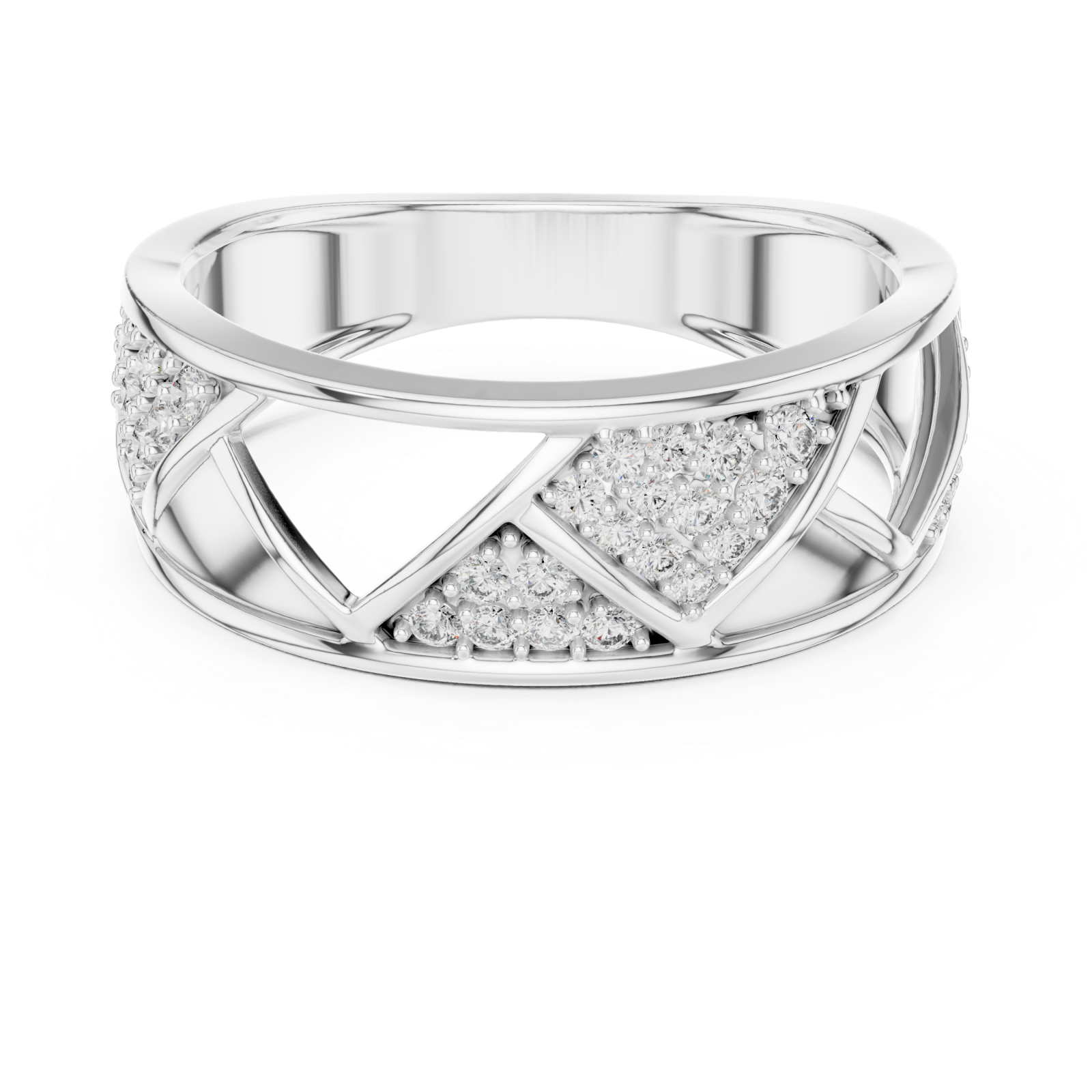  White Gold Whispering Trails Statement Ring Front View