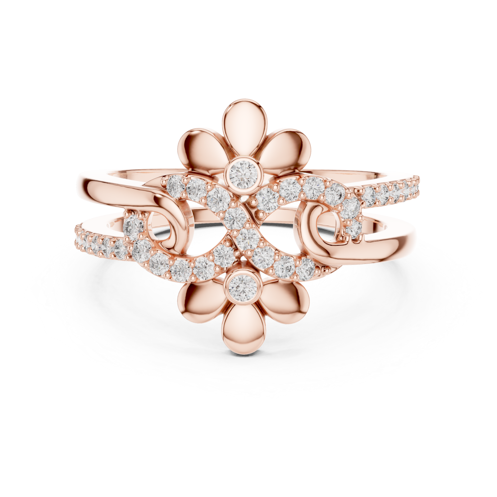  Rose Gold Eternal Bloom Muse Contemporary Ring Front View