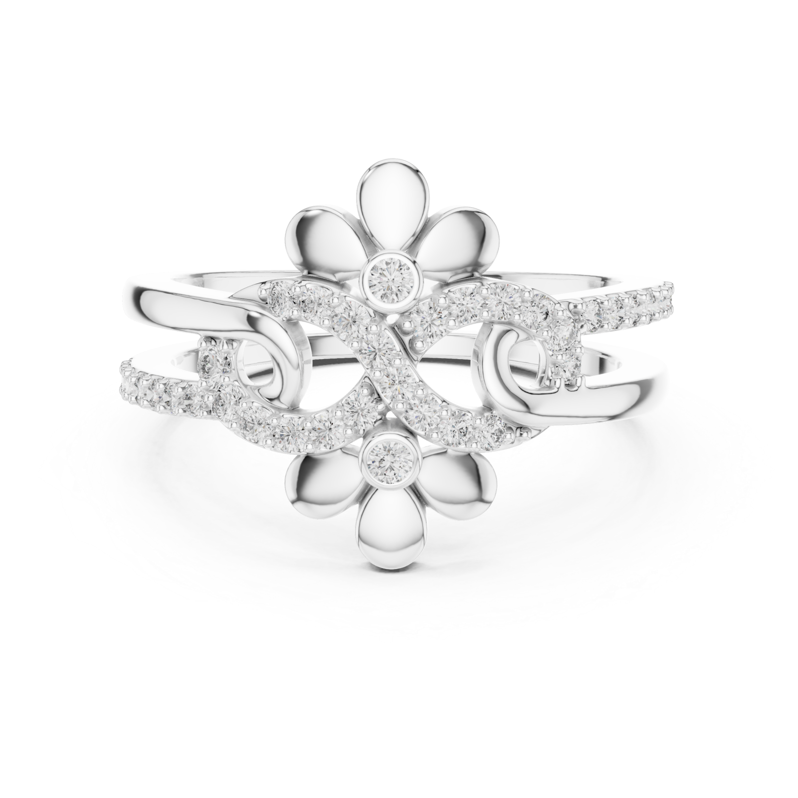  White Gold Eternal Bloom Muse Contemporary Ring Front View
