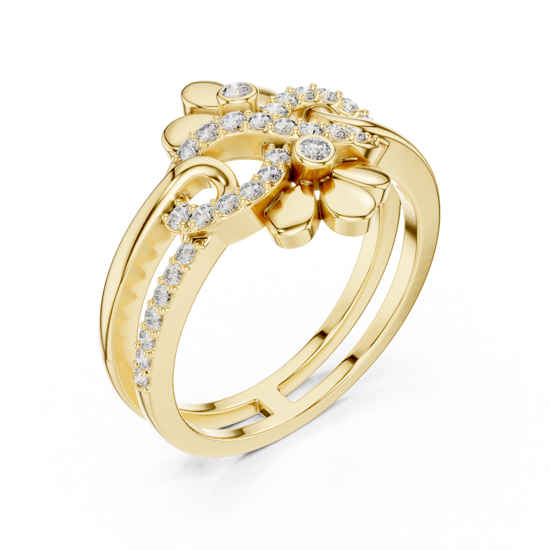 Gold Eternal Bloom Muse Contemporary Ring Right View
