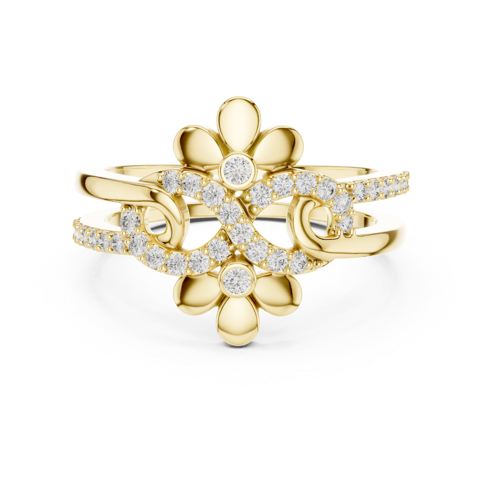  Gold Eternal Bloom Muse Contemporary Ring Front View