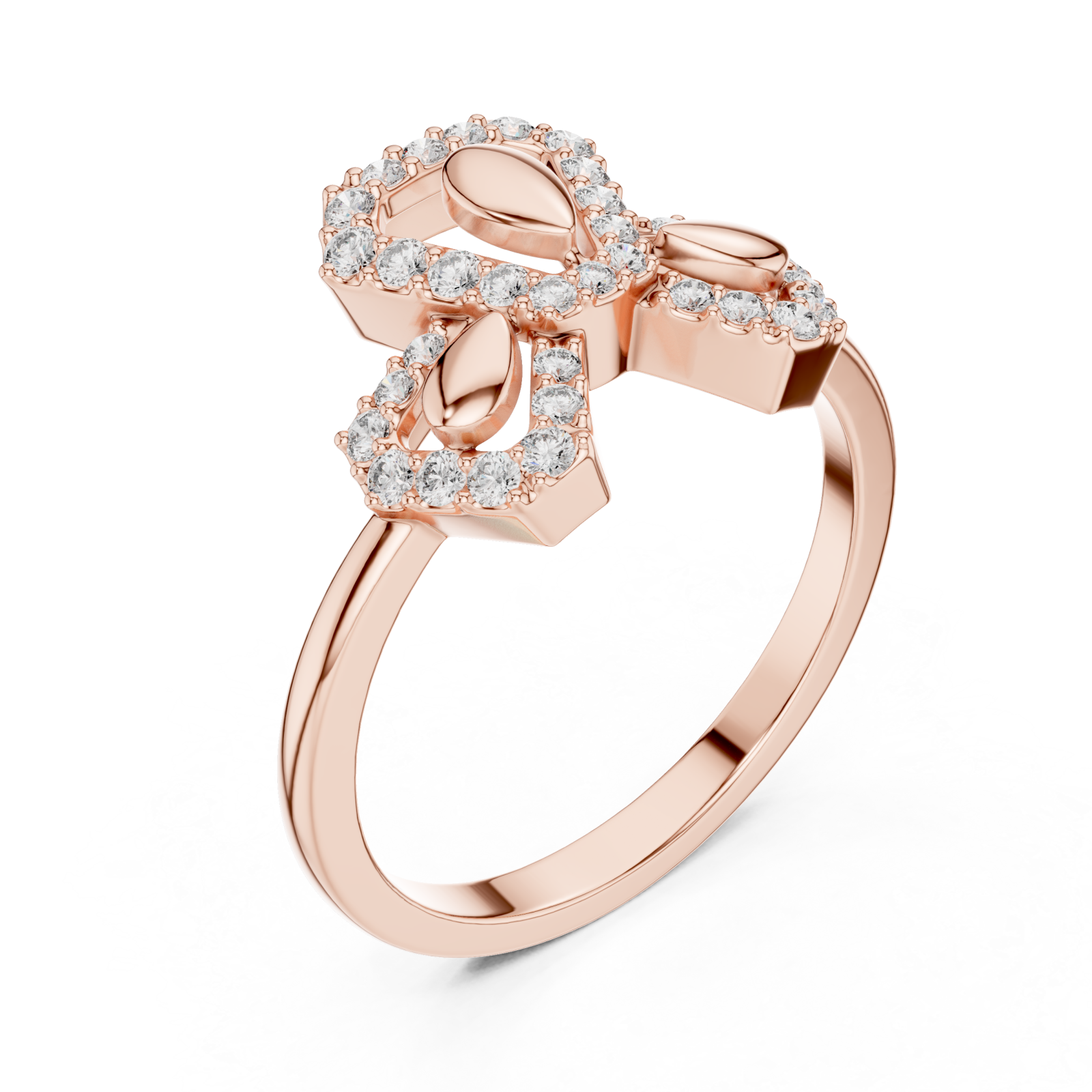  Rose Gold Serene Blossom Dual Motif Promise Band Right View