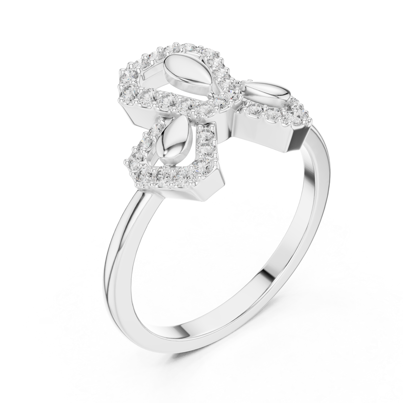  White Gold Serene Blossom Dual Motif Promise Band Right View